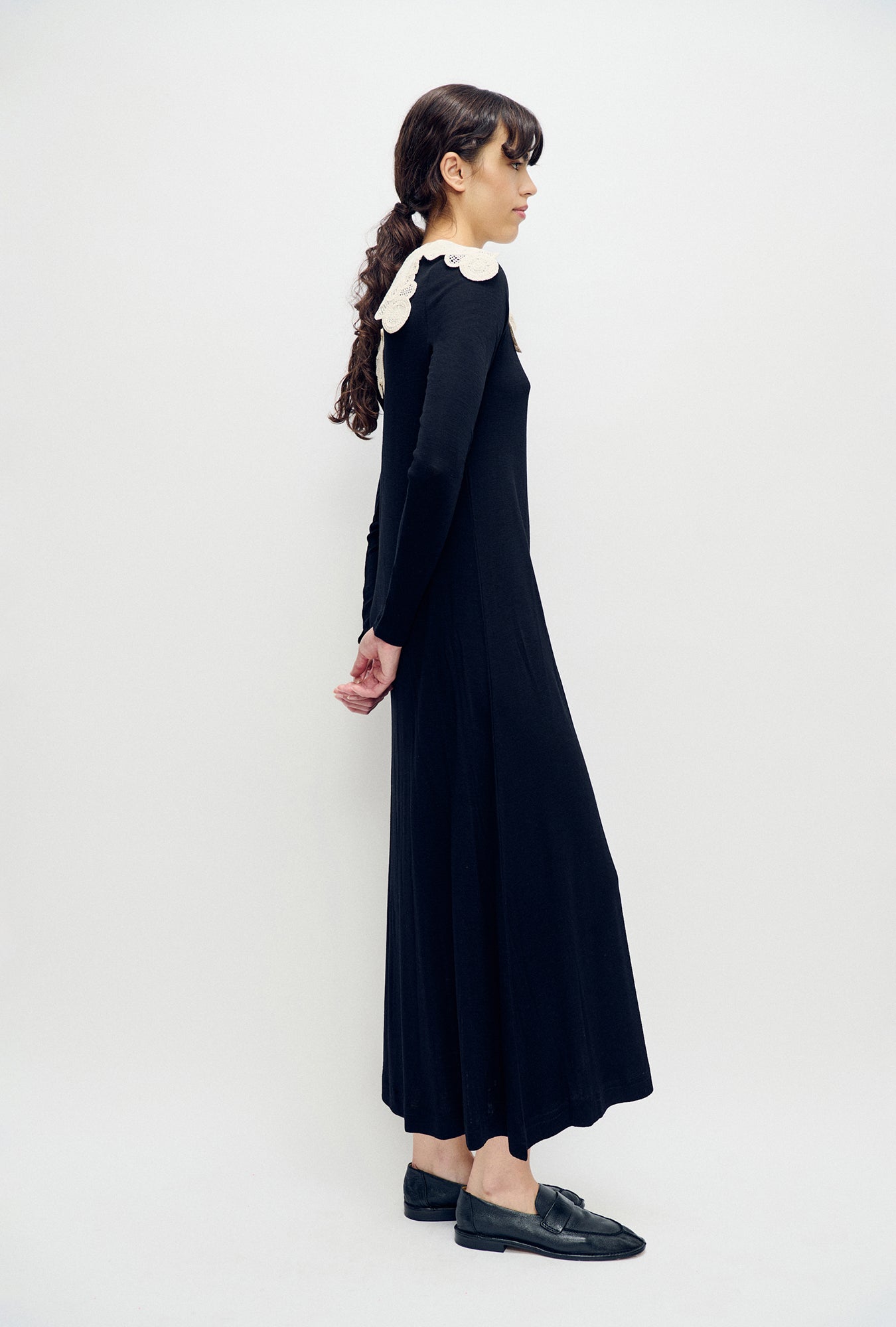 Robe Mérinos Manches Longues Noire