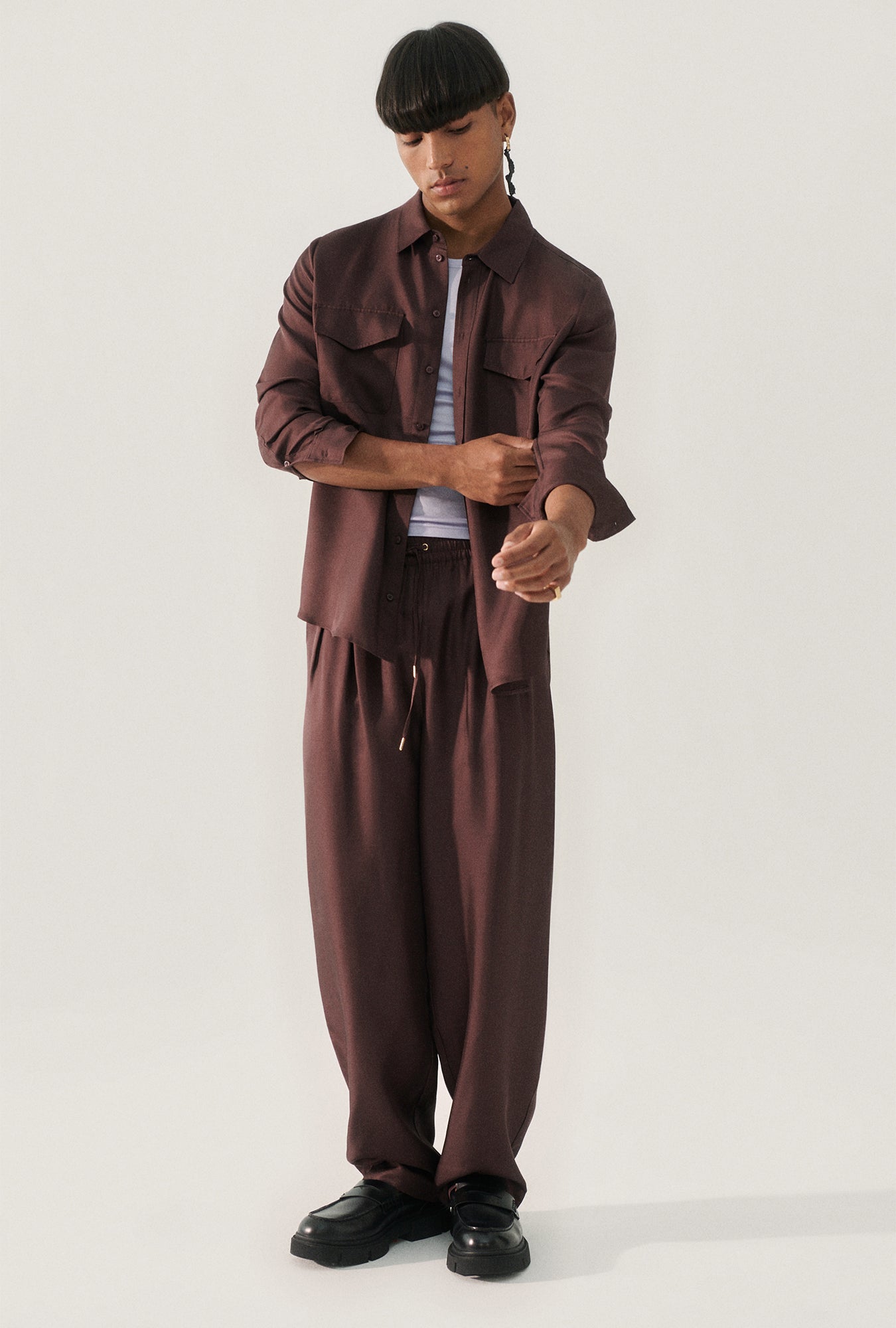 Chemise Boyfriend en sergé Cacao
