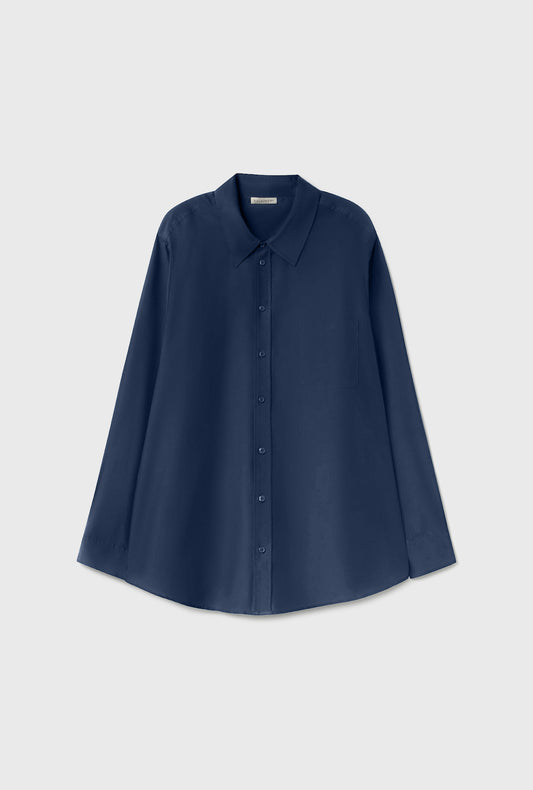 Cotton Silk Boyfriend Shirt Midnight