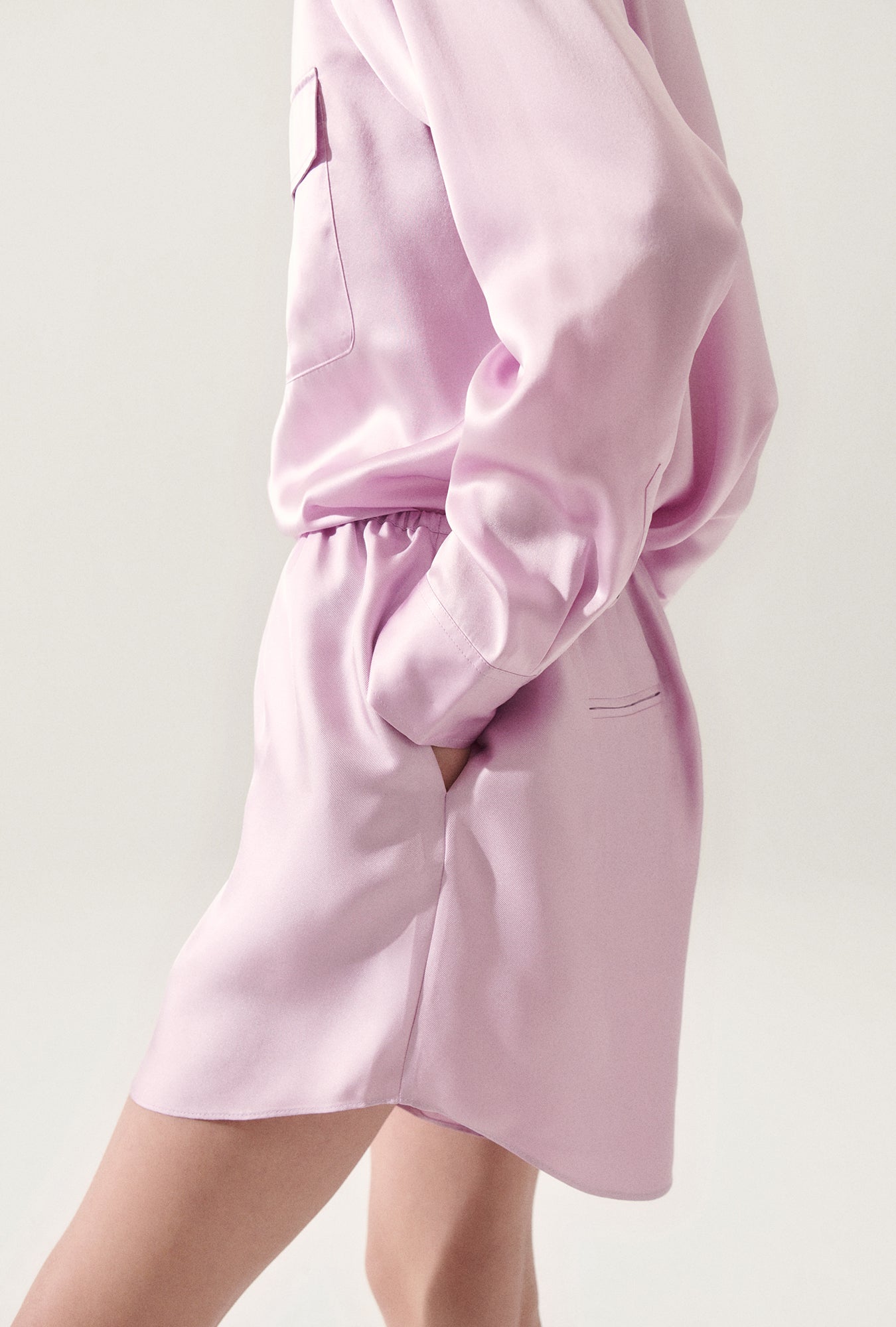 Shorts racer en twill lilas