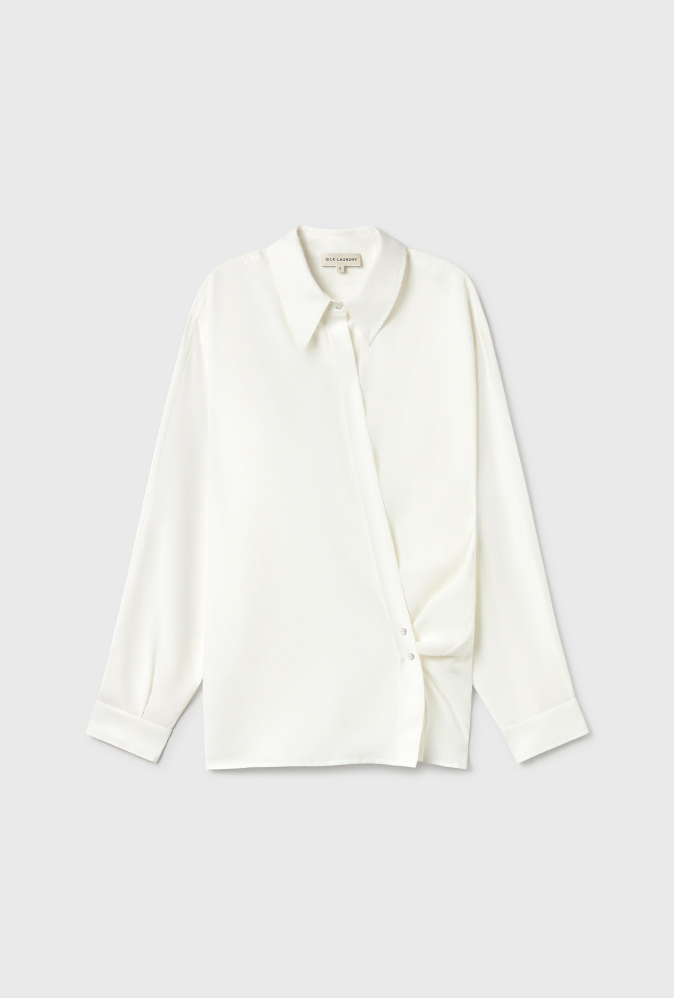Cotton Silk Crossover Shirt White
