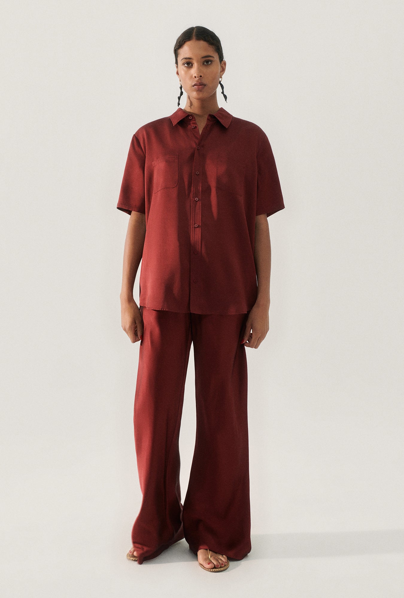 Pantalon Coupe Biais Grenat