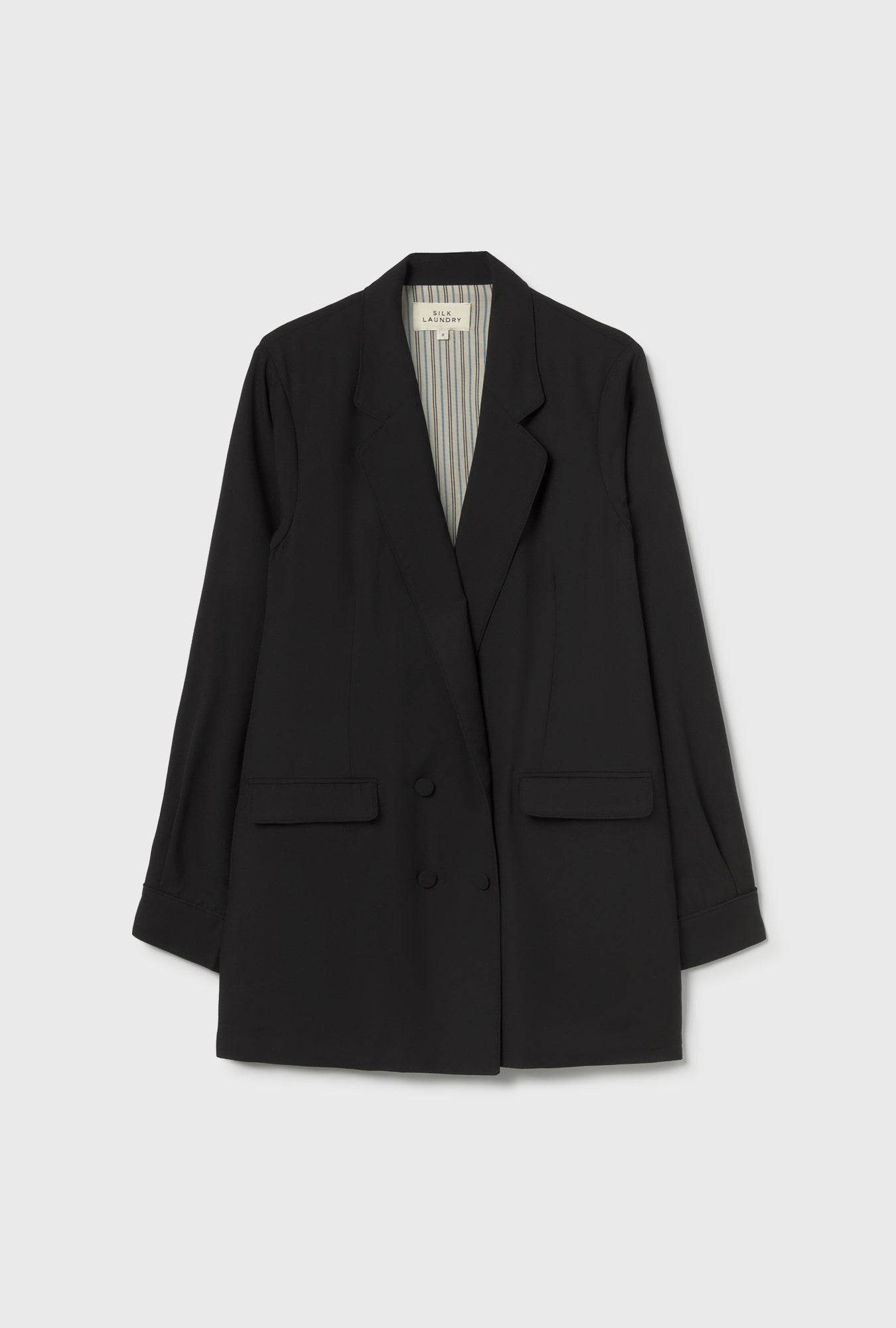 Wool Silk Relaxed Blazer Black