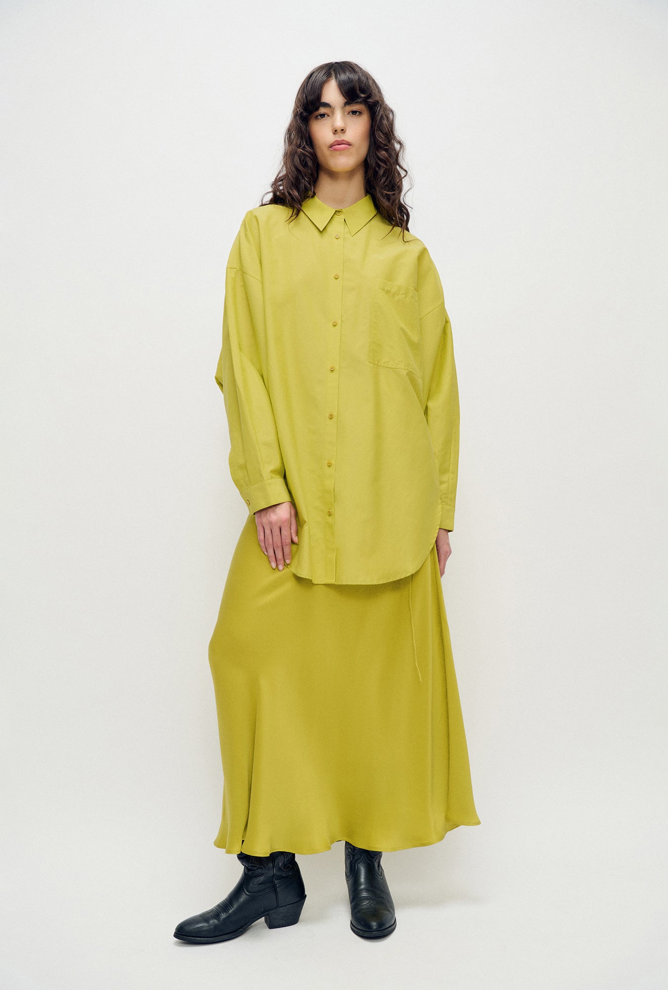 Cotton Silk Round Shirt Limelight