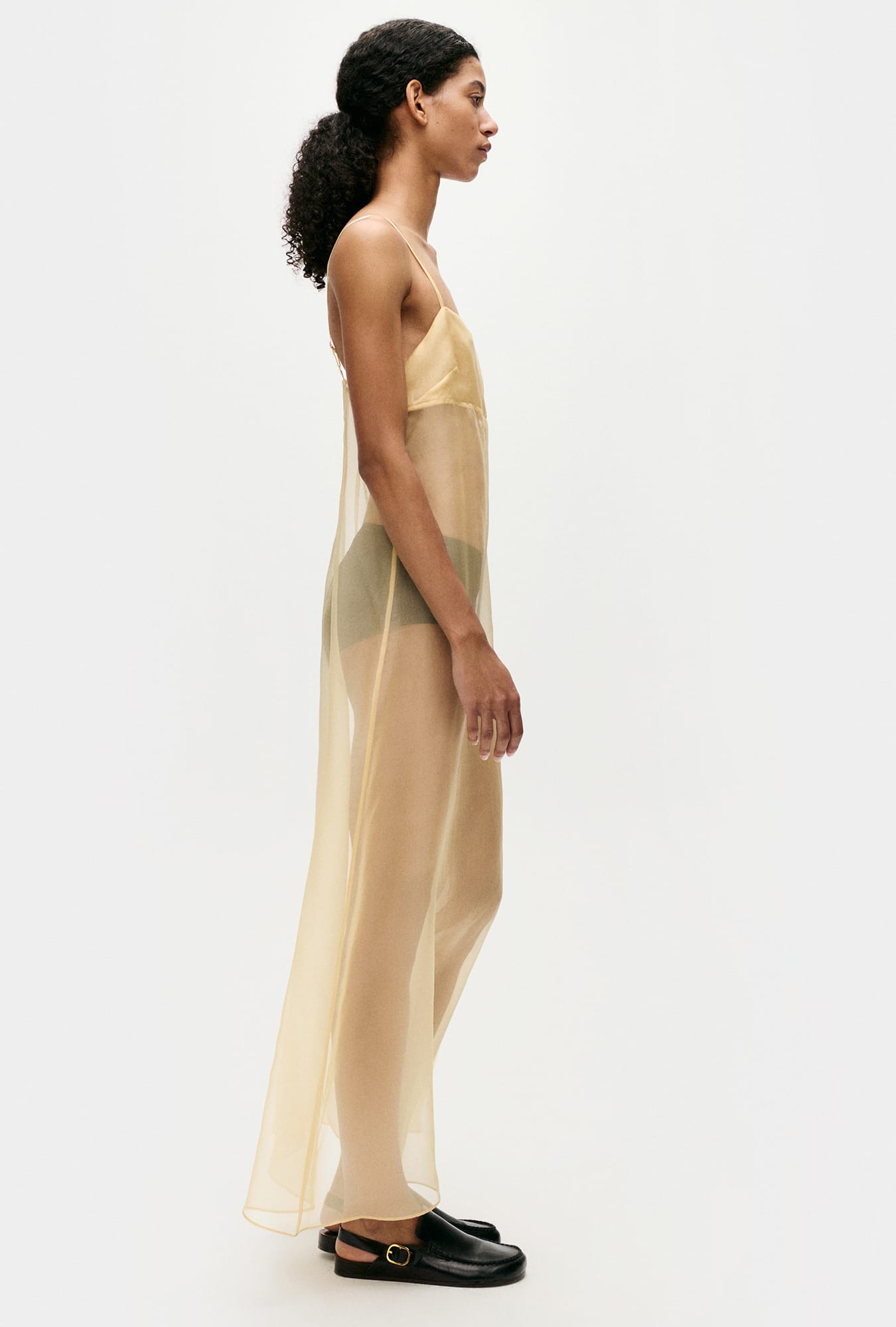 Robe Trapèze en Organza Beige