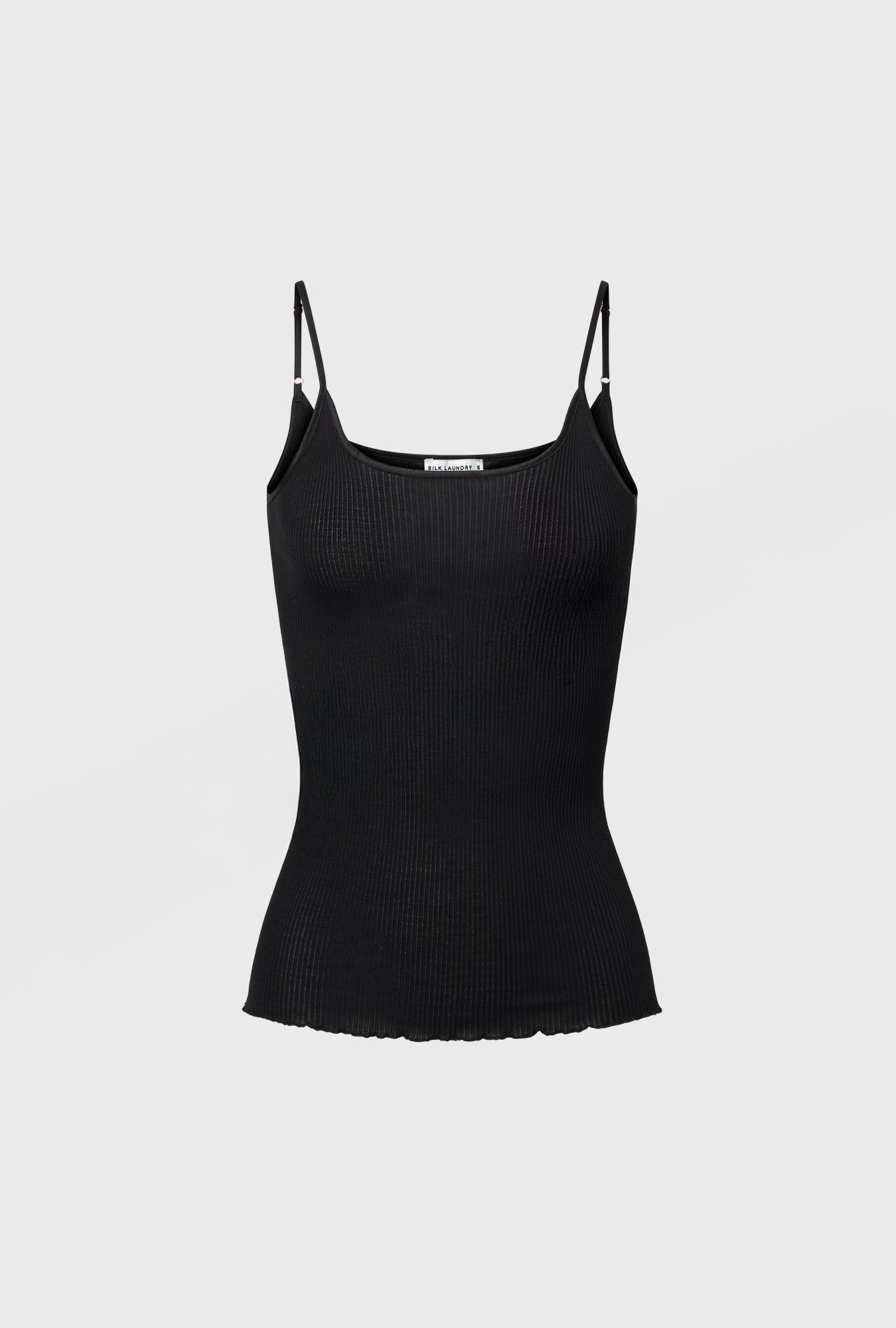 Silk Wool Ribbed Essential Cami Black