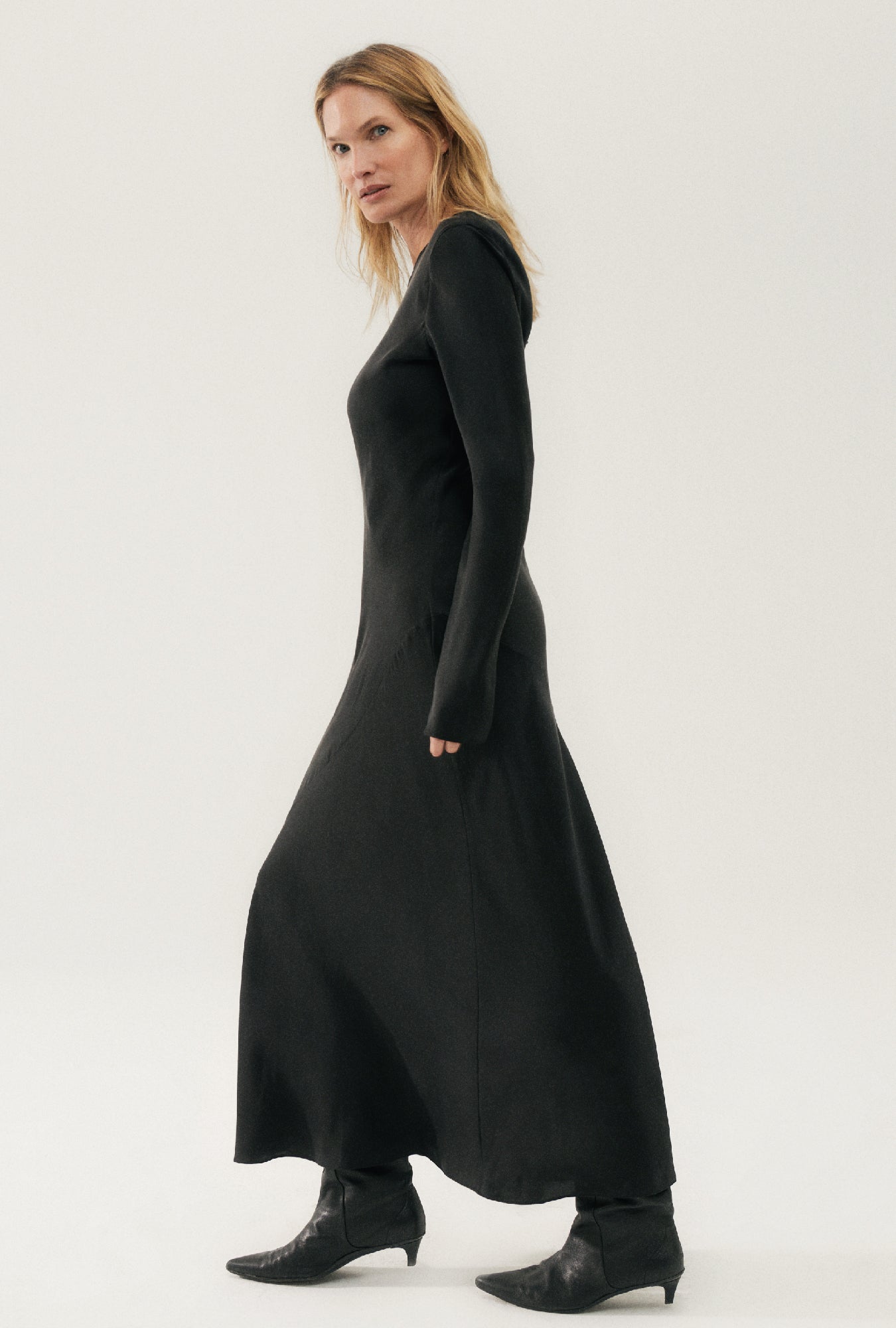 Full Sleeve Bias Dress Black