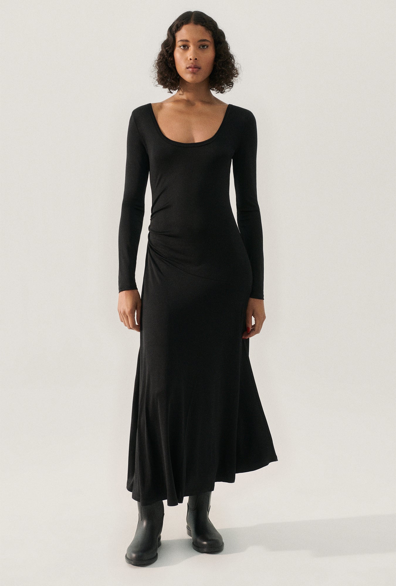 Robe longue en jersey noir