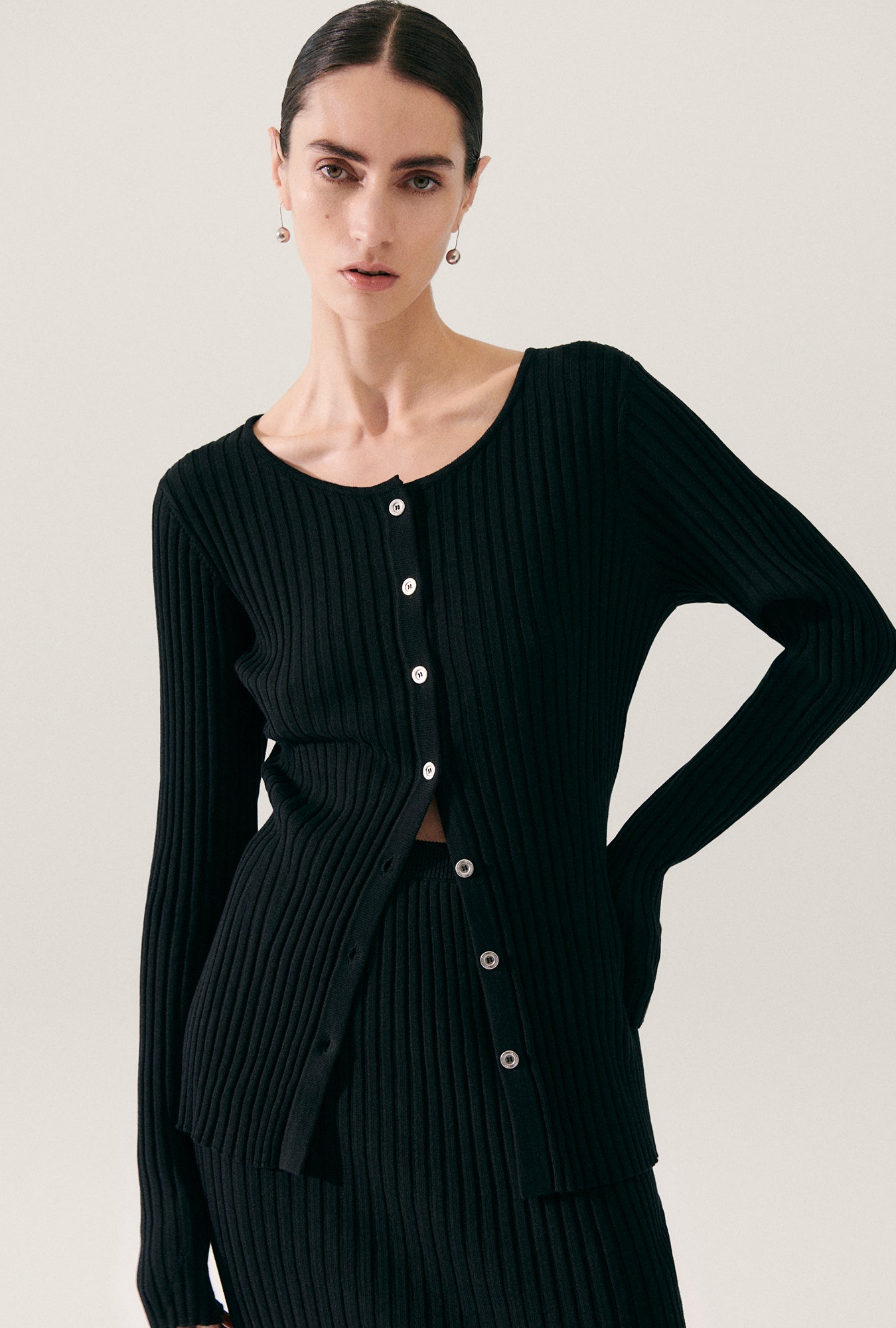 Cardigan côtelé noir