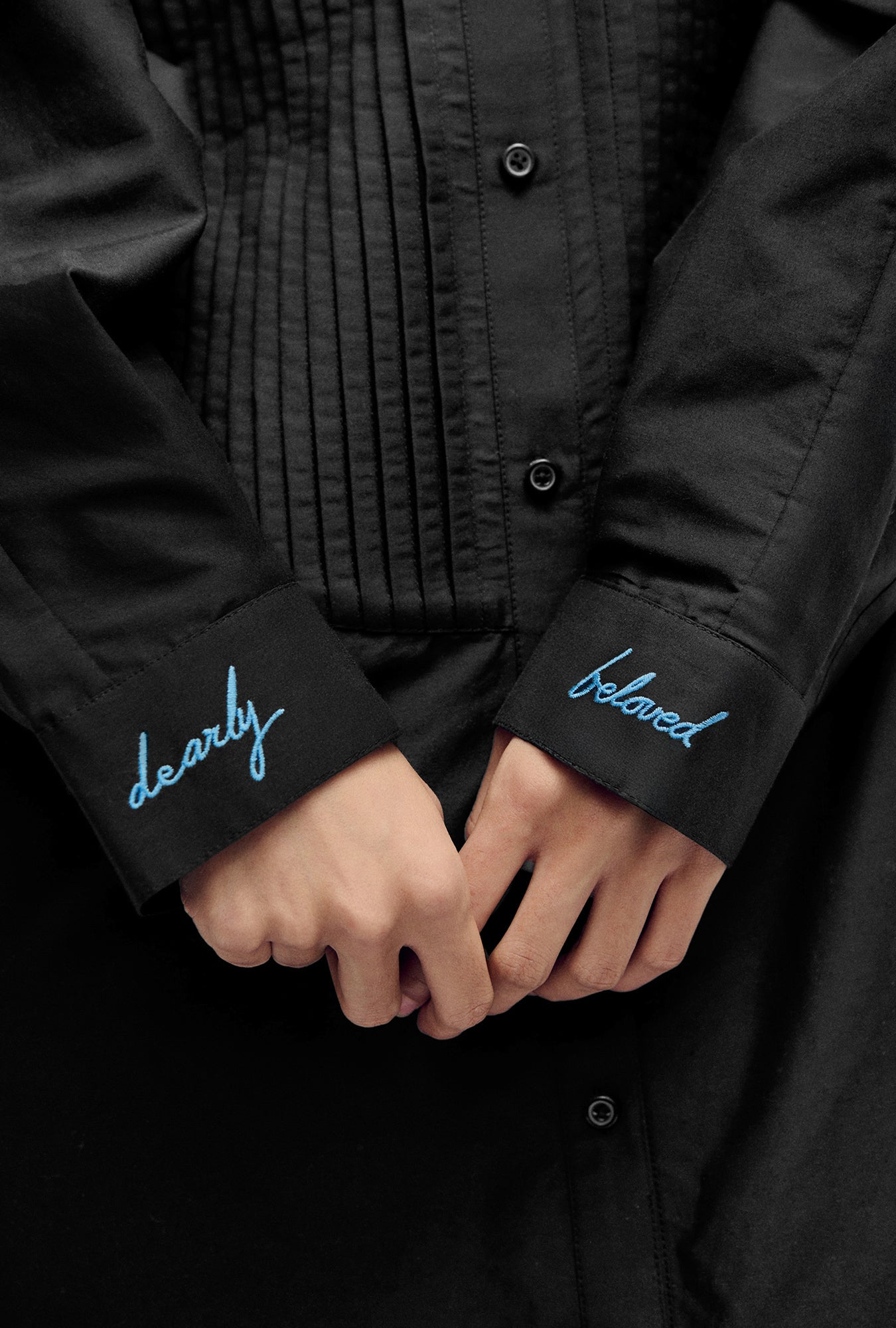 Round Tux Shirt Dress Black