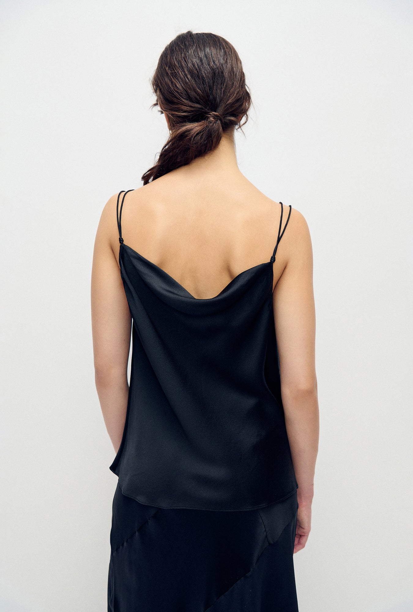 Débardeur en satin martelé noir