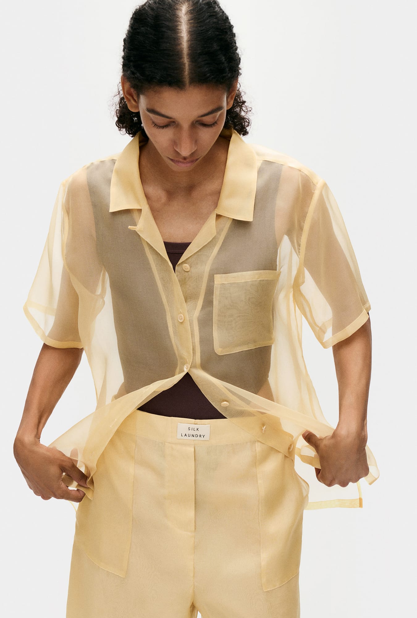 Short en organza beige