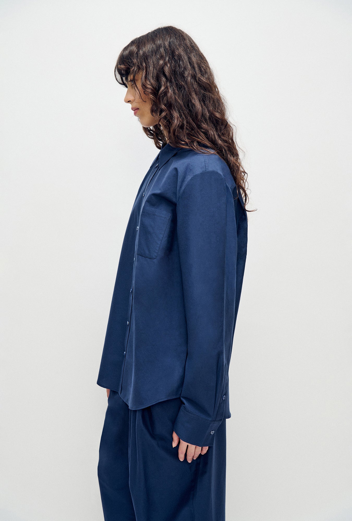 Chemise Boyfriend en Coton et Soie Midnight