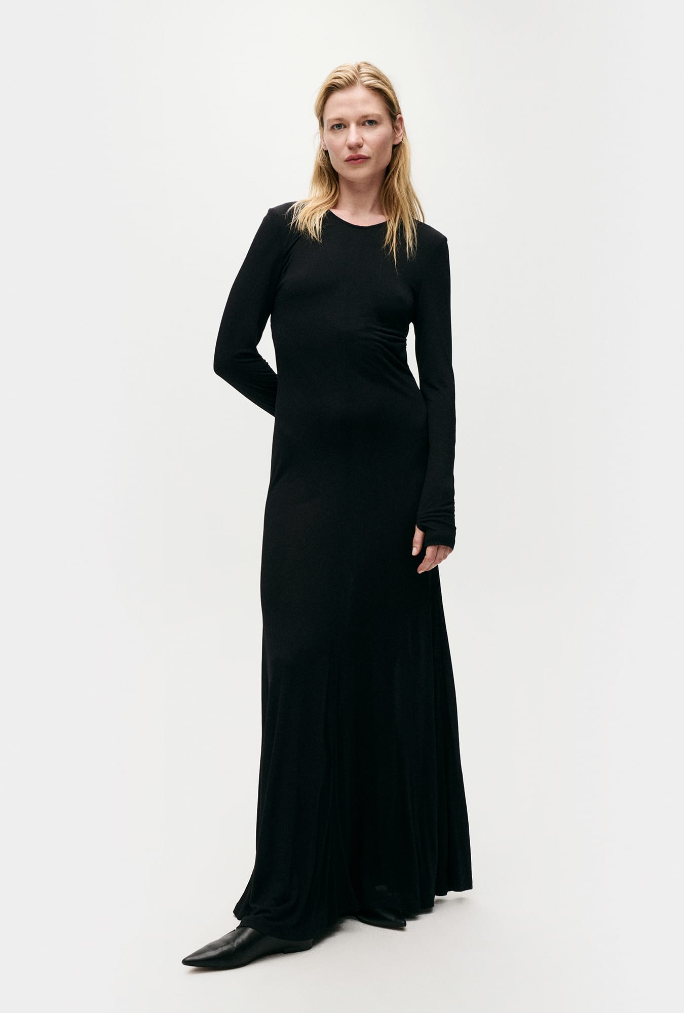 Robe décolleté modal en jersey noir