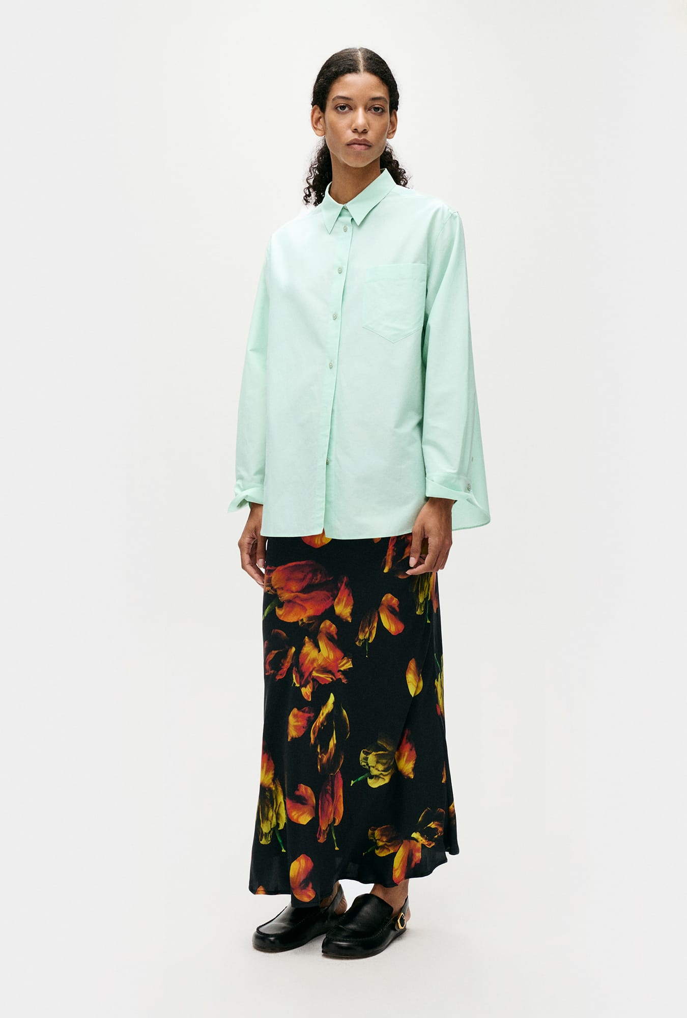Chemisier plissé en coton et soie motif Dew