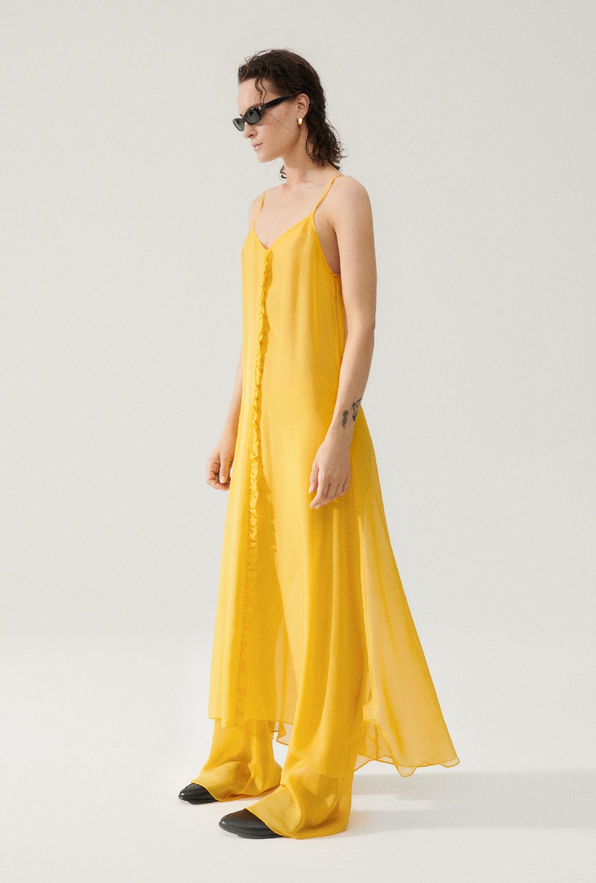 Robe Chiffon Toni à Volants Chardonneret