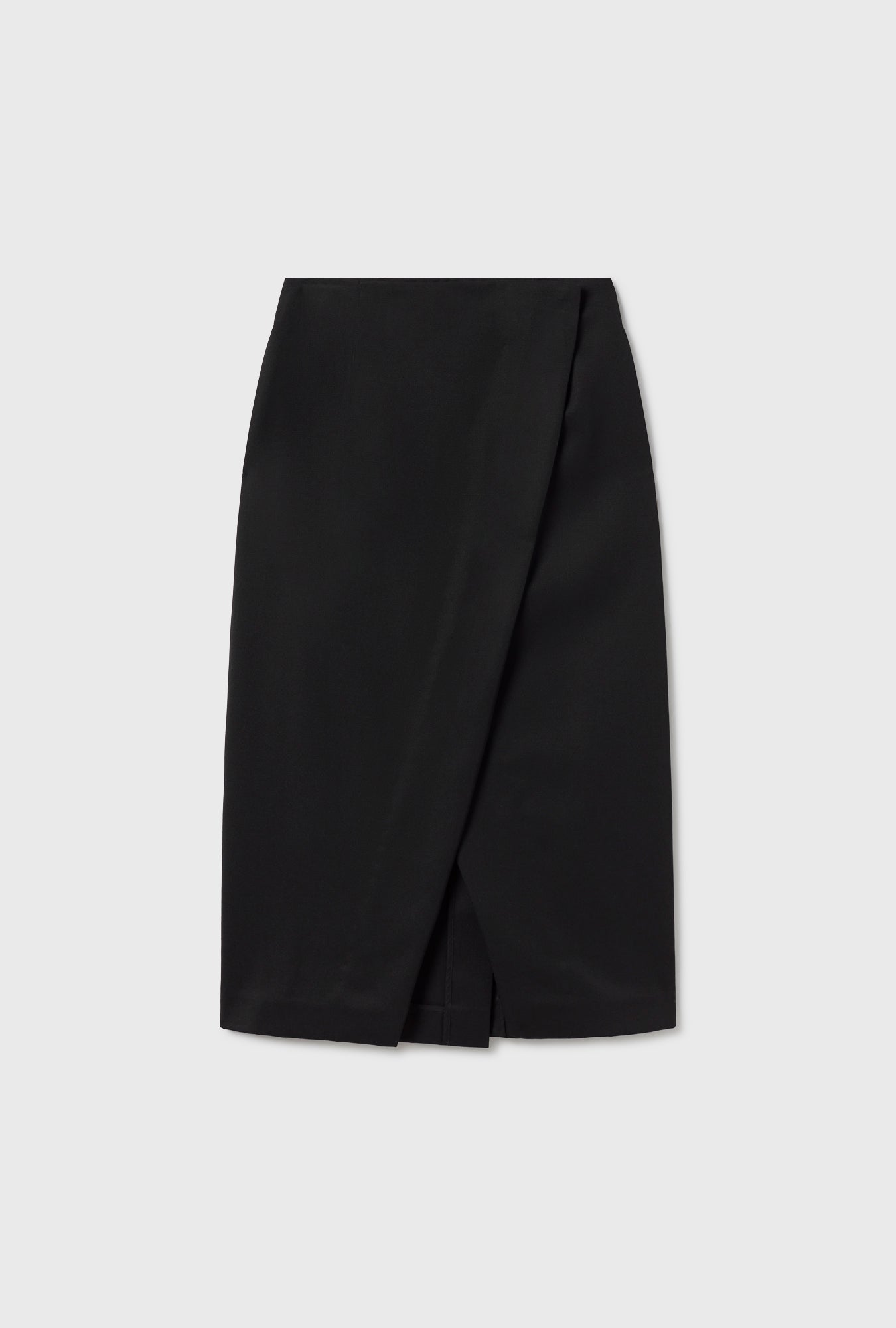 Jupe portefeuille en laine noire