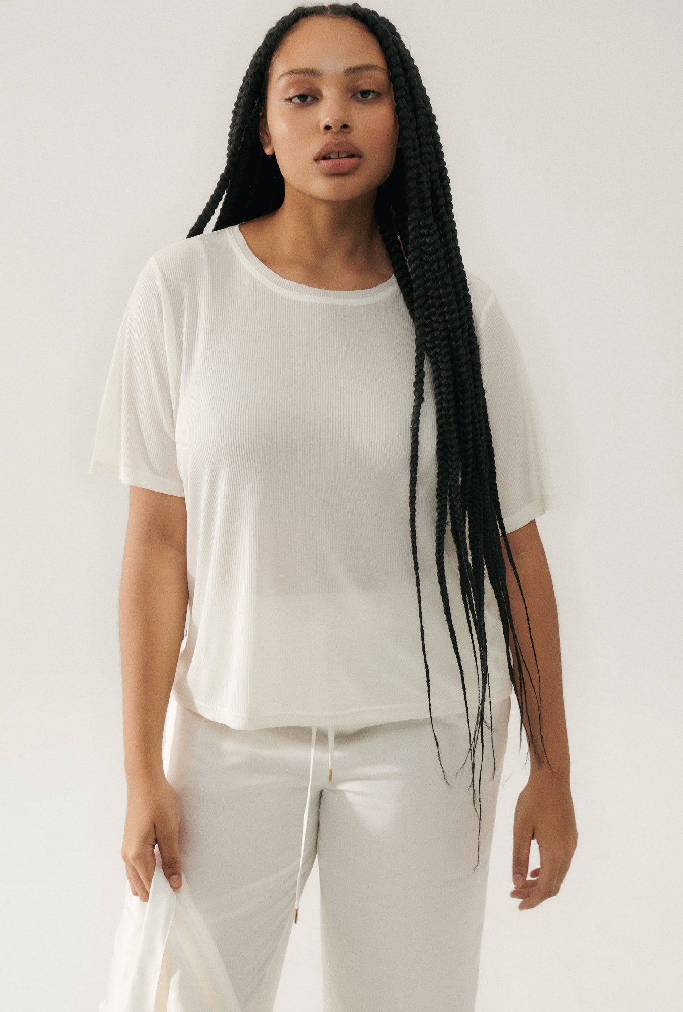 T-Shirt côtelé blanc