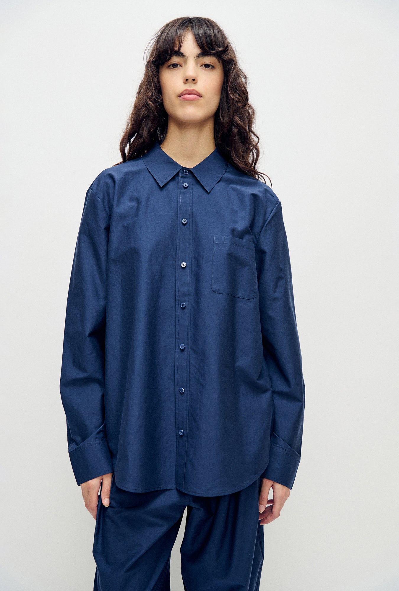 Chemise Boyfriend en Coton et Soie Midnight