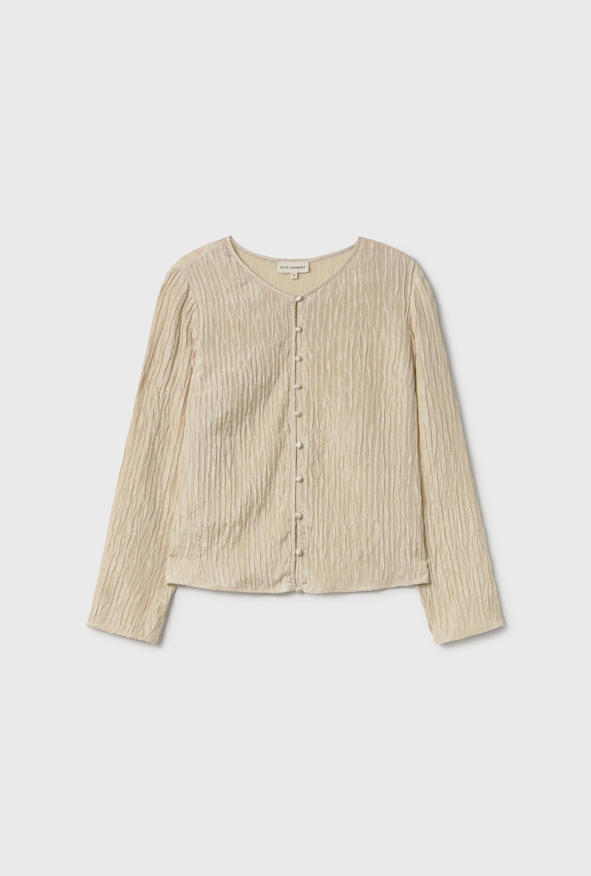 Crinkle Long Sleeve Top Hazelnut