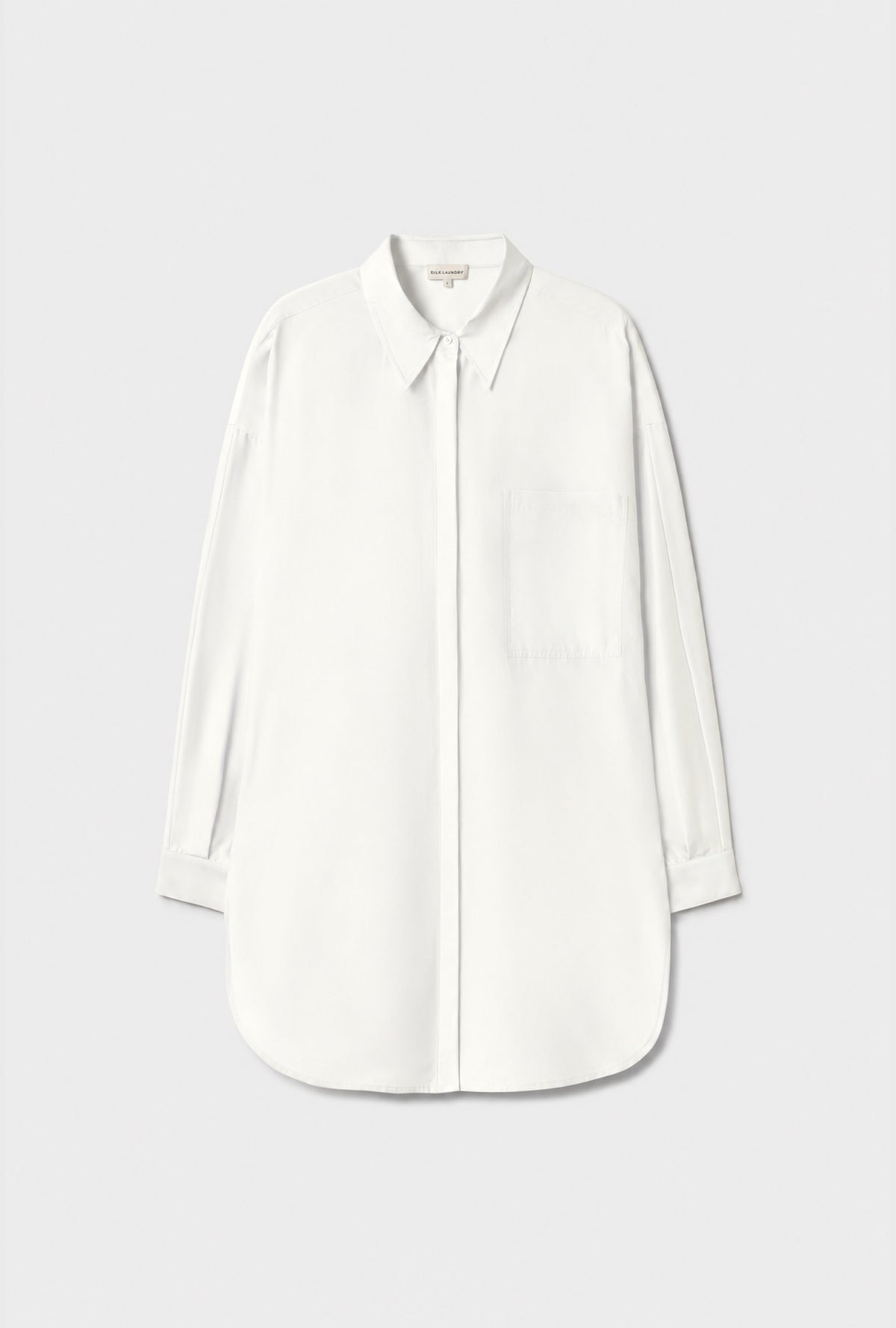 Cotton Silk Round Shirt White