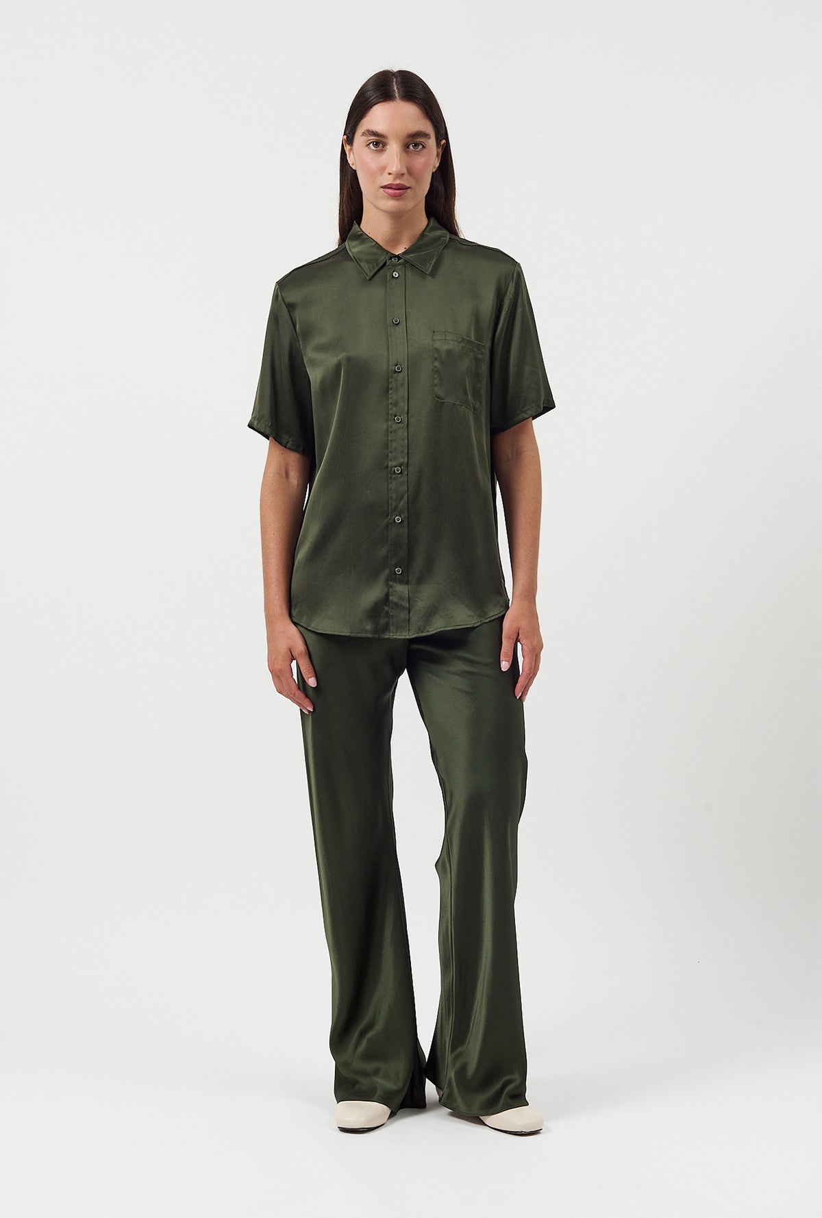 Short Sleeve Boyfriend Shirt Cedar