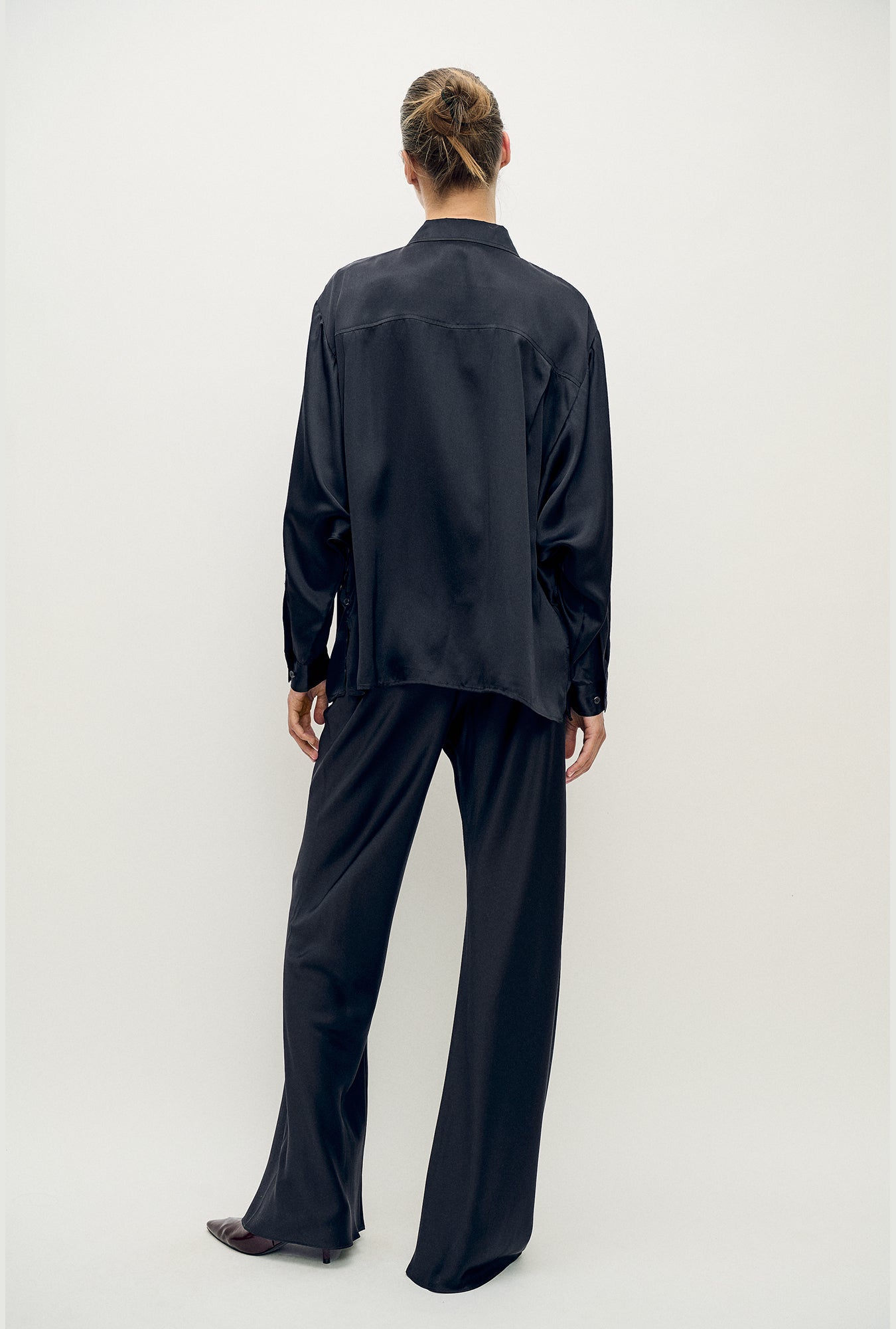 Pantalon coupe en biais noir