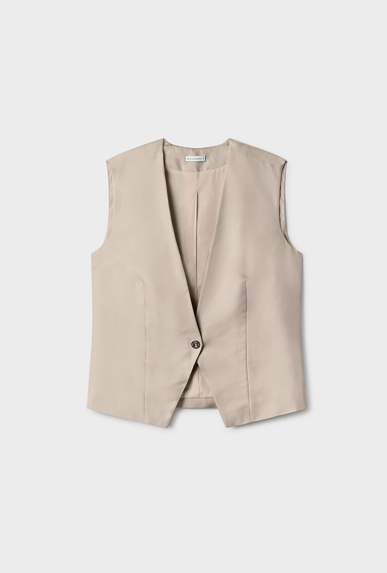 Gilet ample en sergé noisette