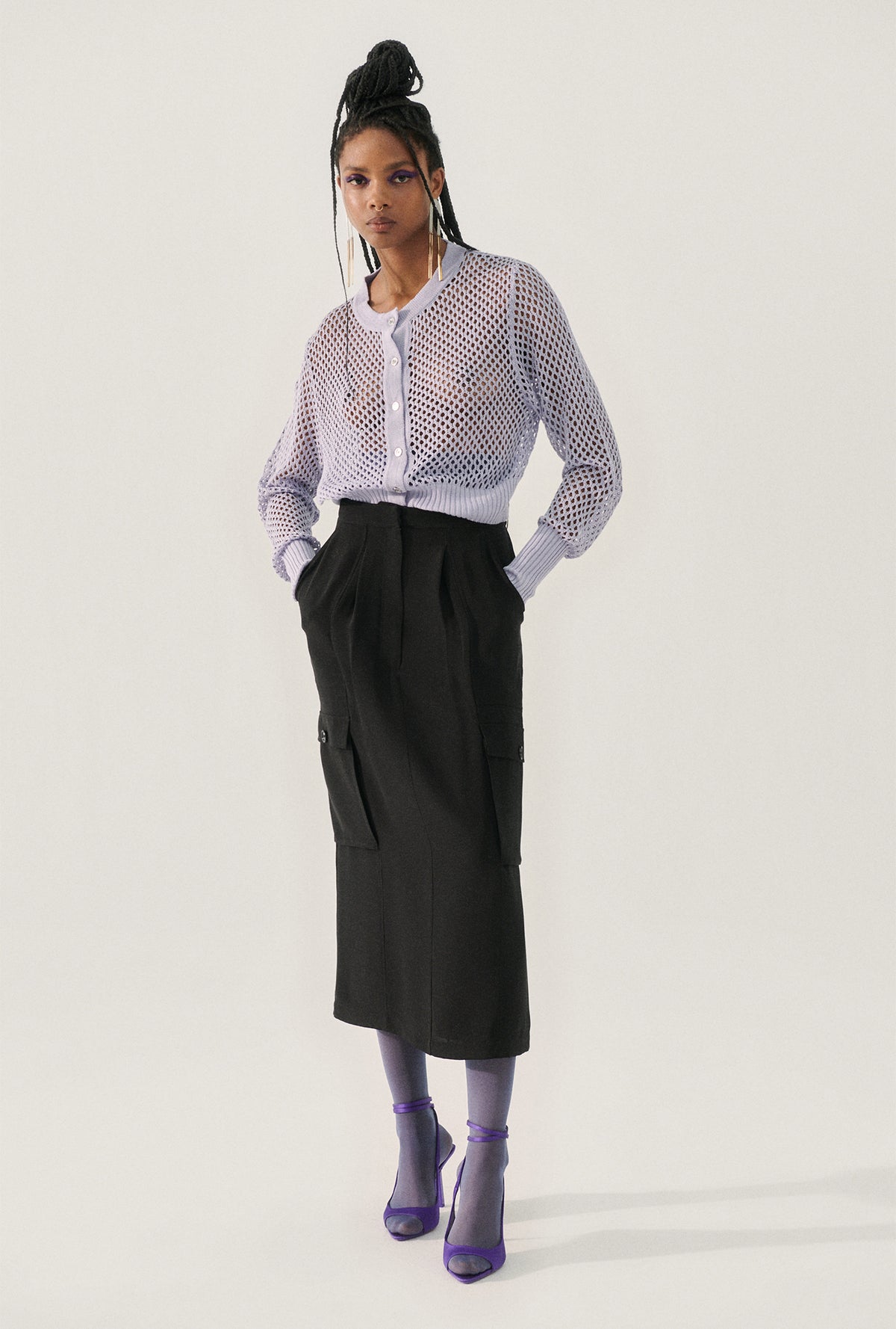 Crochet Cropped Cardigan Lavender