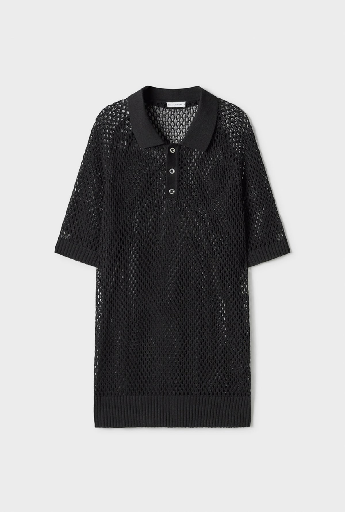Polo raglan en crochet noir