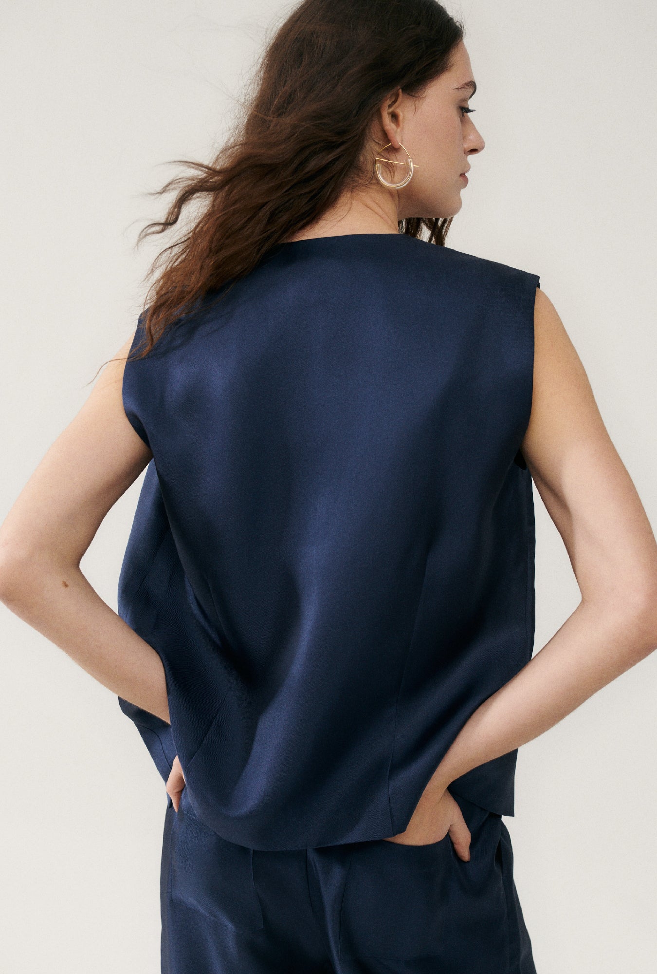 Gilet ample en sergé Midnight