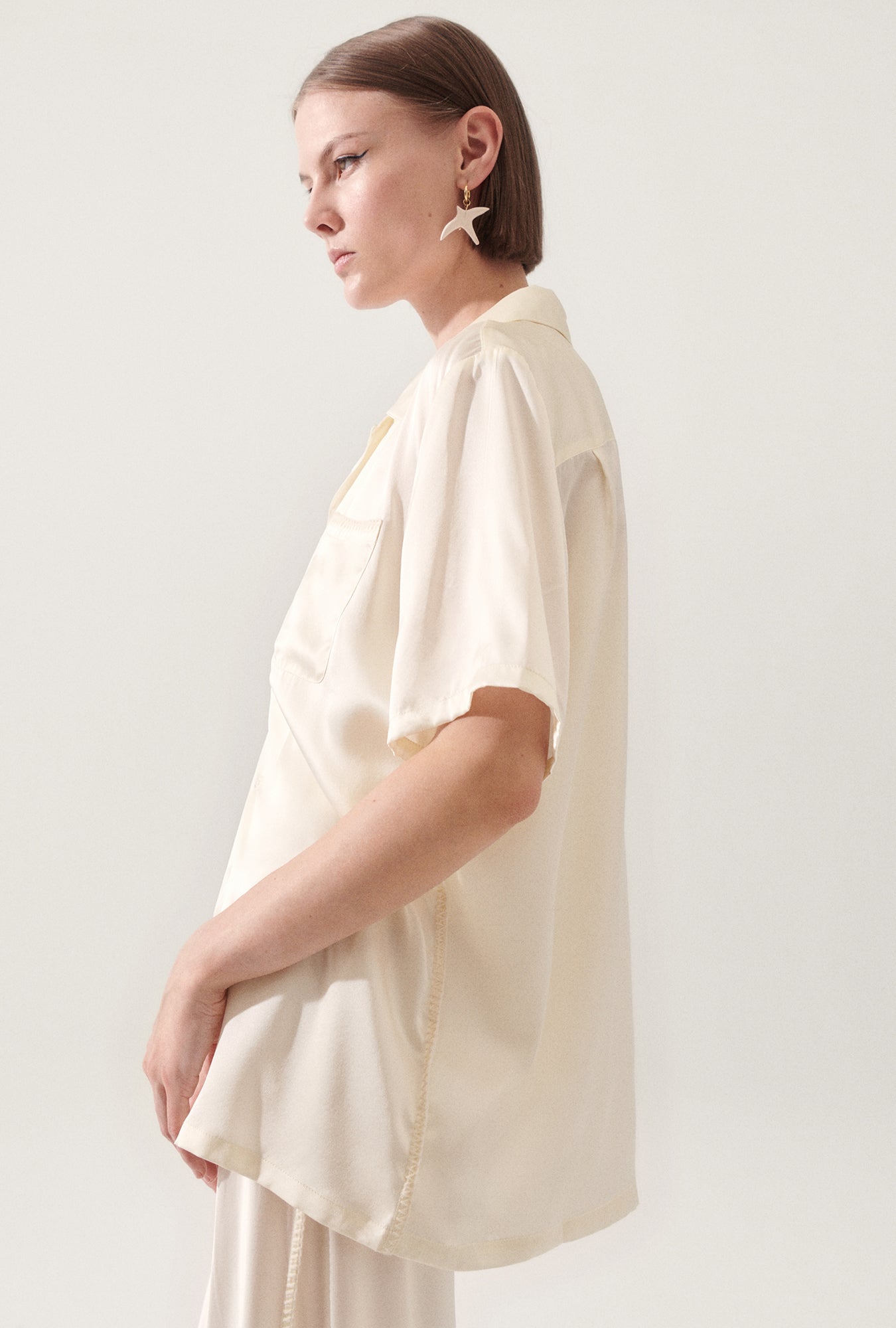 Chemise de camp point de feston blanc cassé