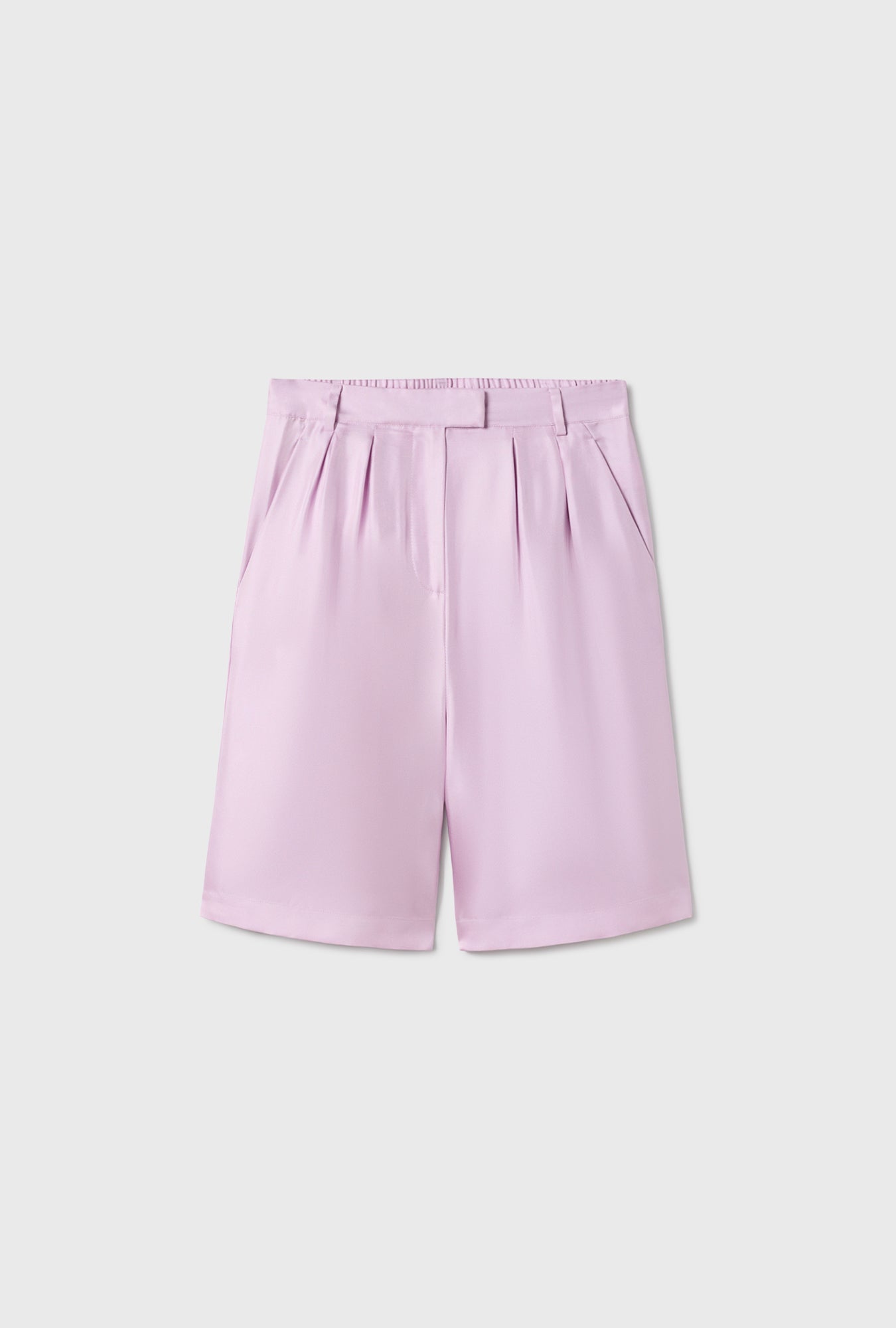 Shorts double plissé en sergé lilas