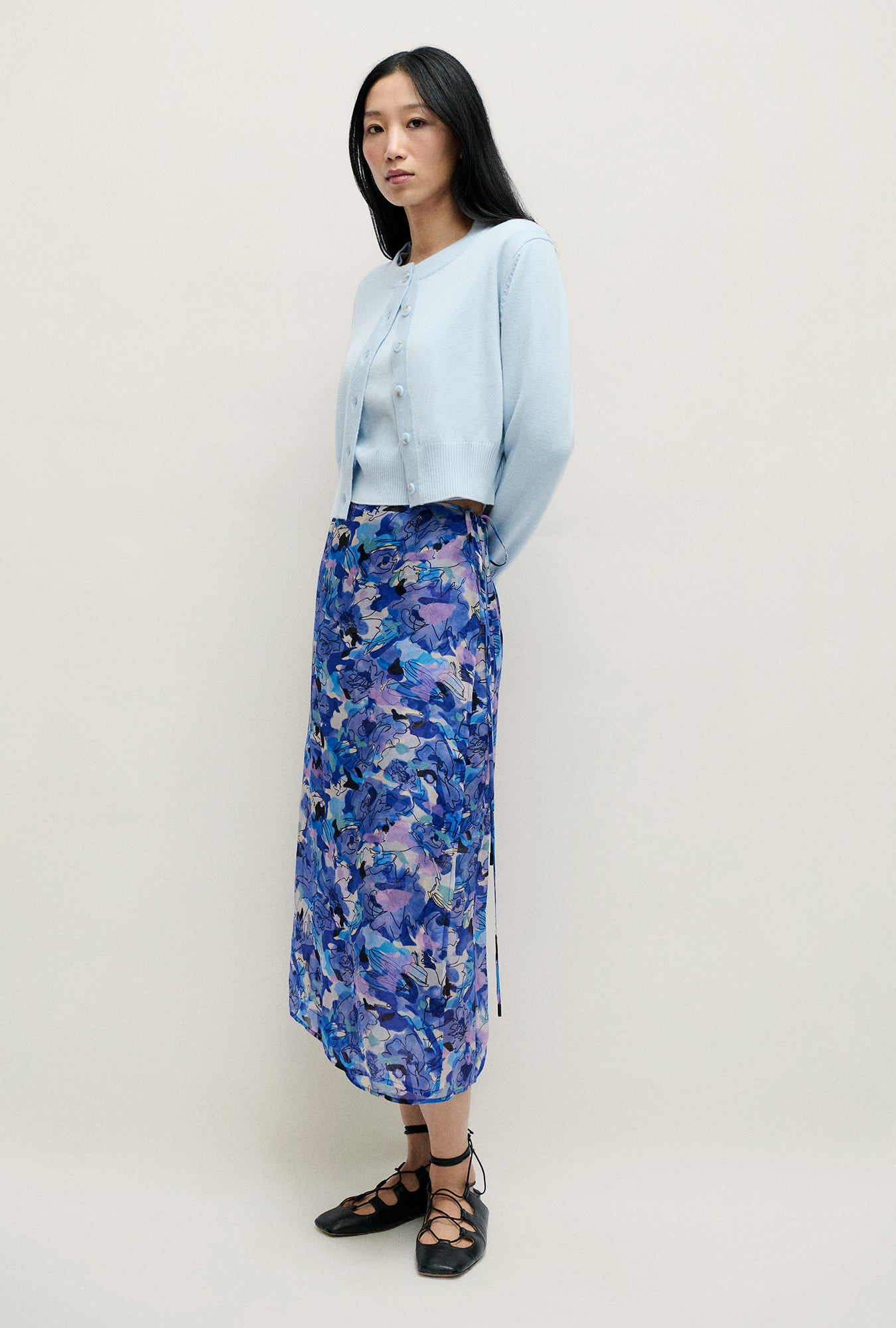 Gilet court en laine bleu pervenche