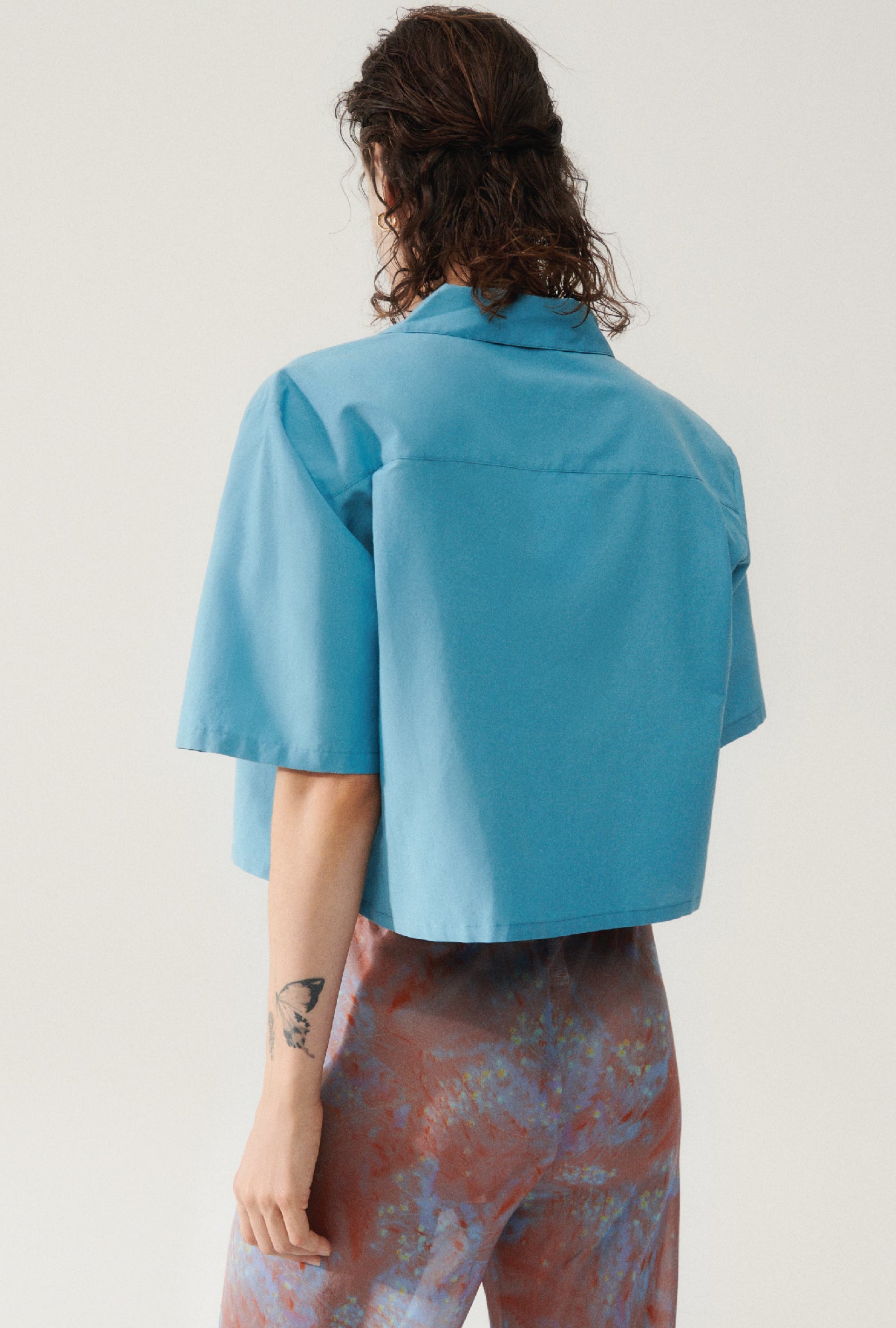 Chemise camp coupe courte en coton et soie Lake