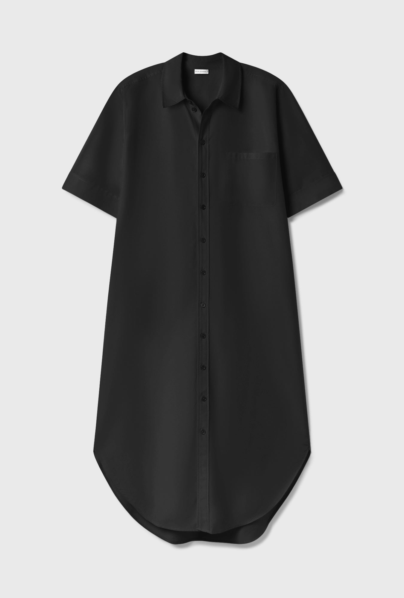 Robe chemise boyfriend à manches courtes Noire