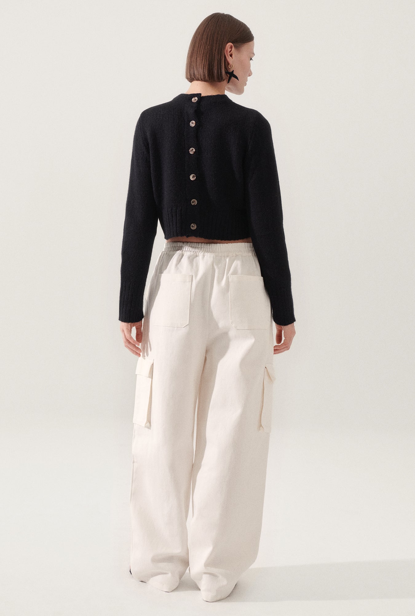 Pantalon cargo en toile Naturel