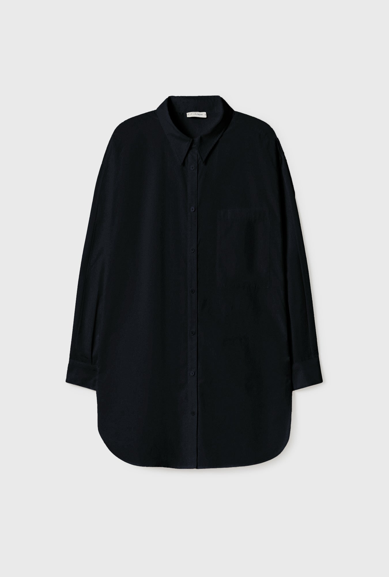 Chemise ronde en soie de coton noire