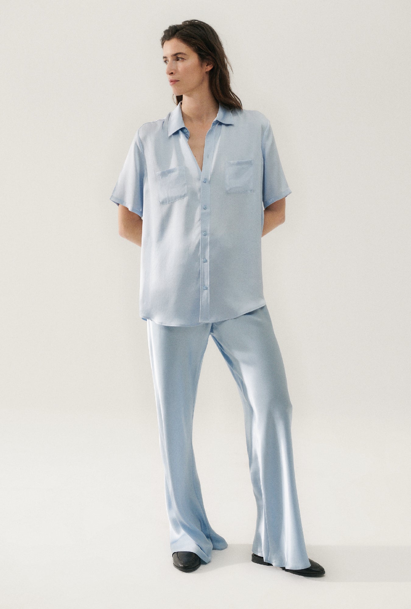 Chemise Boyfriend Manches Courtes Ciel