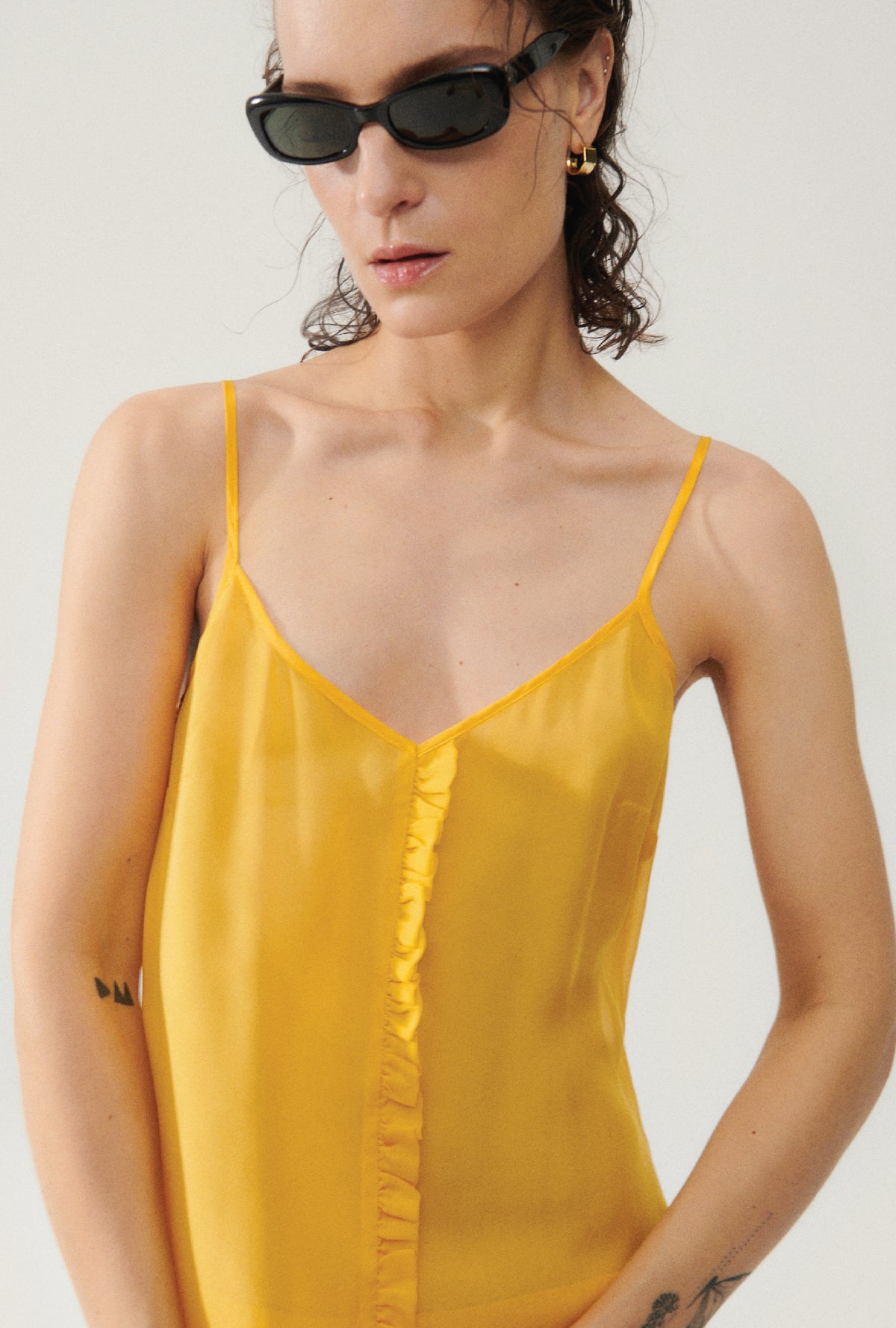 Robe Chiffon Toni à Volants Chardonneret