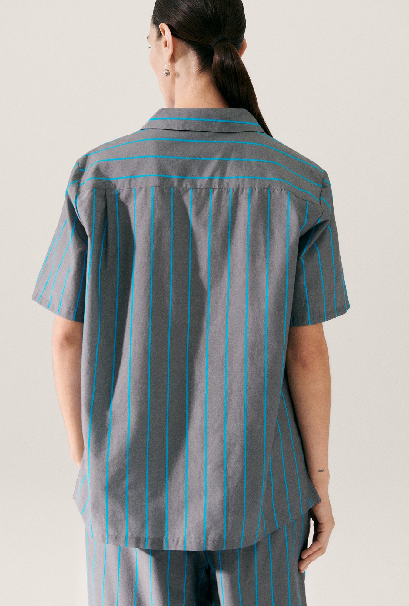 Chemise de camp en coton et soie à rayures Oxygen