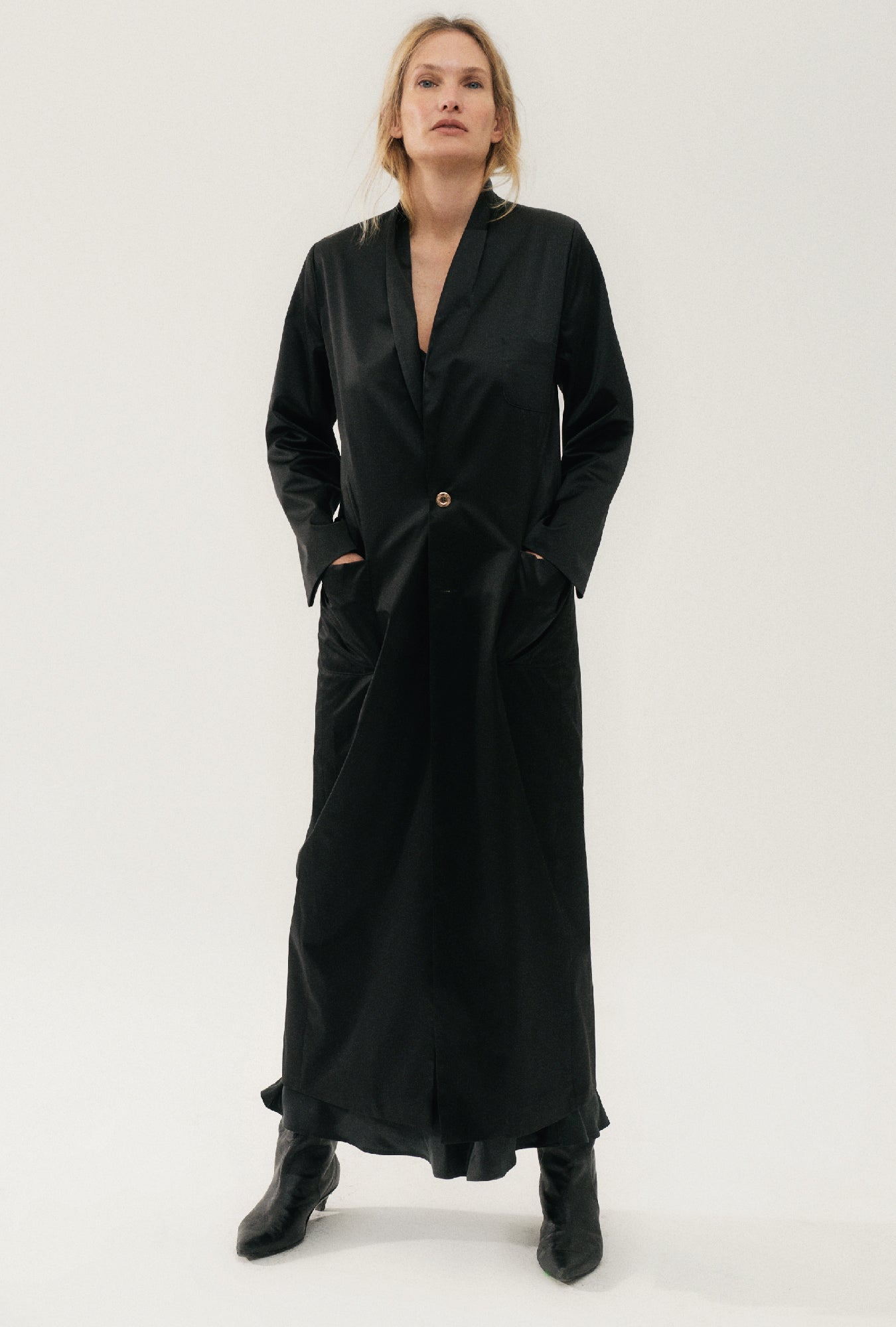 Long blazer noir résistant aux intempéries