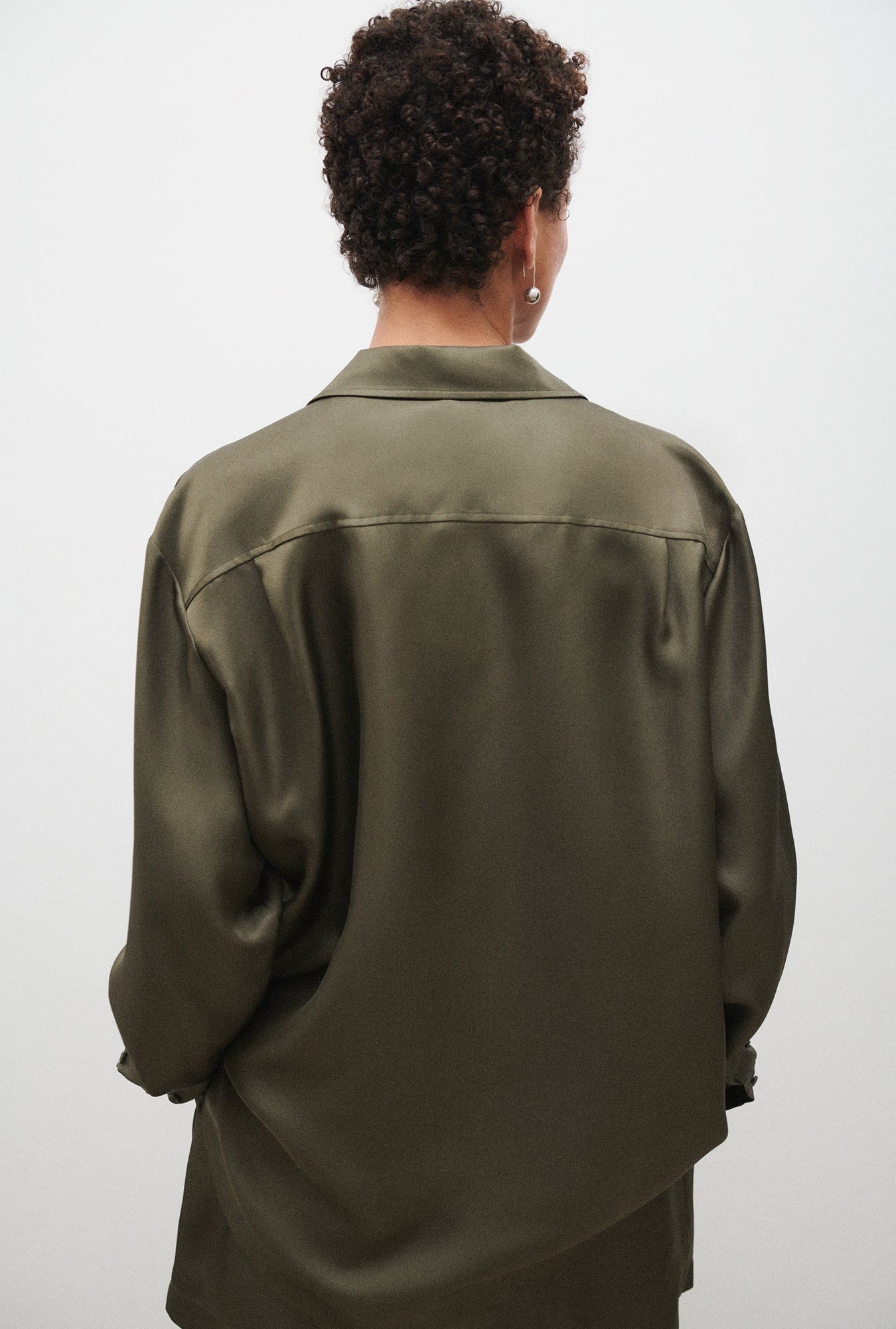 Chemise boyfriend en twill vert sapin