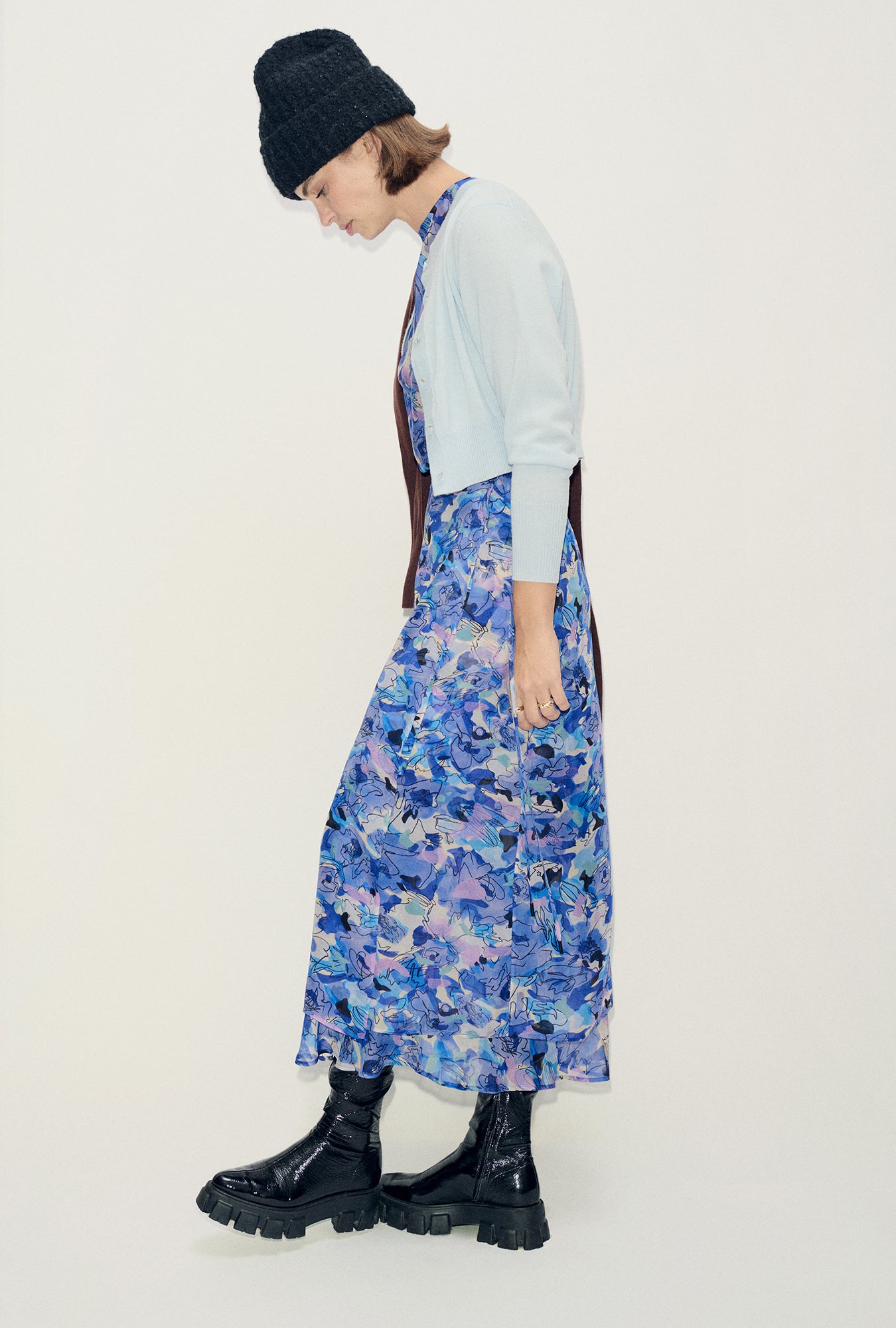Gilet court en laine bleu pervenche