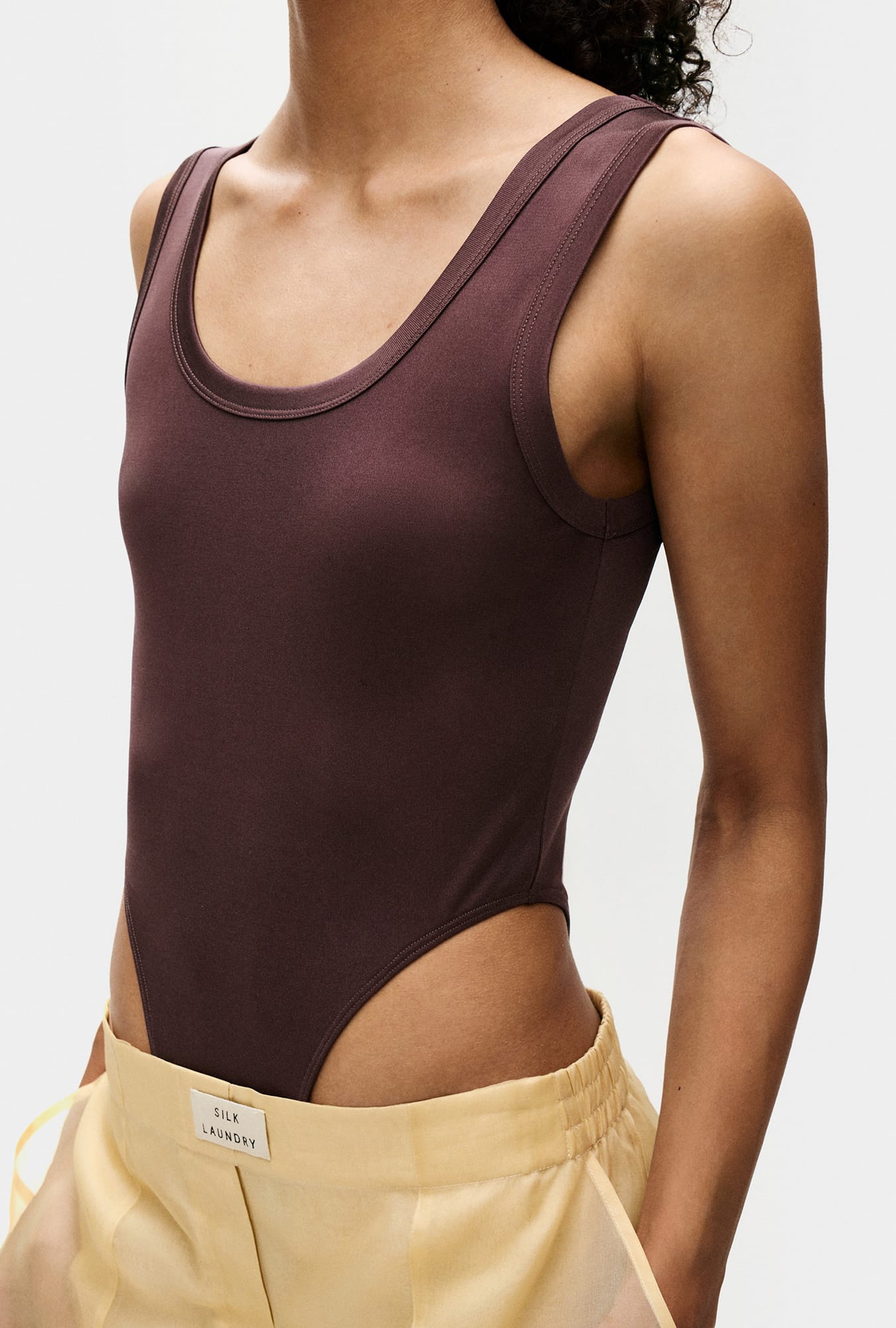 Body en jersey modal découpé Cacao