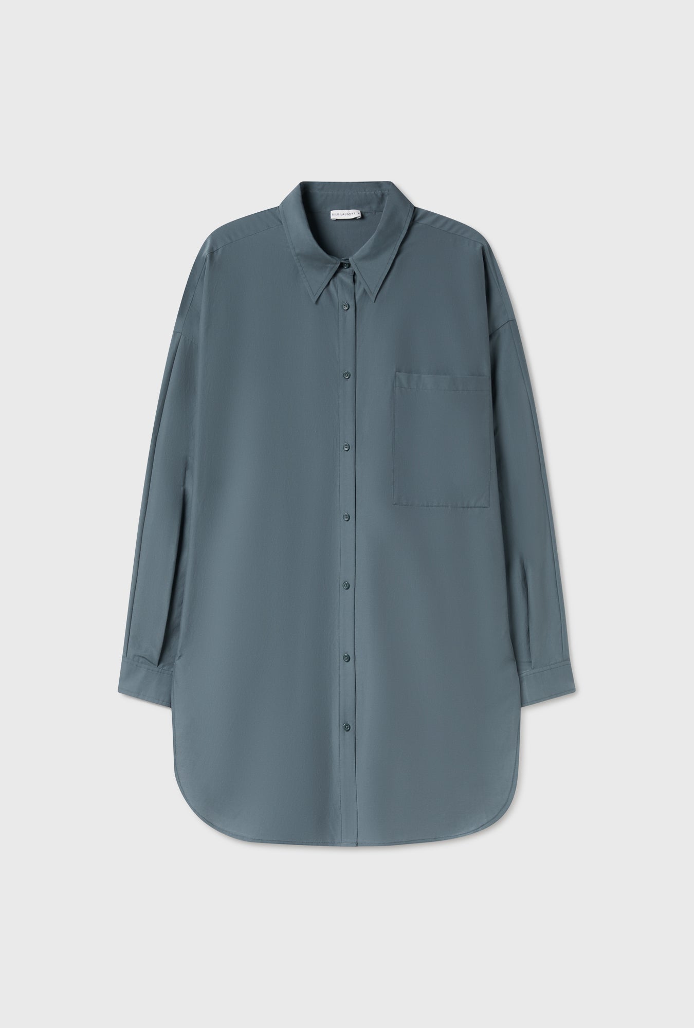 Chemise ronde en coton et soie ardoise