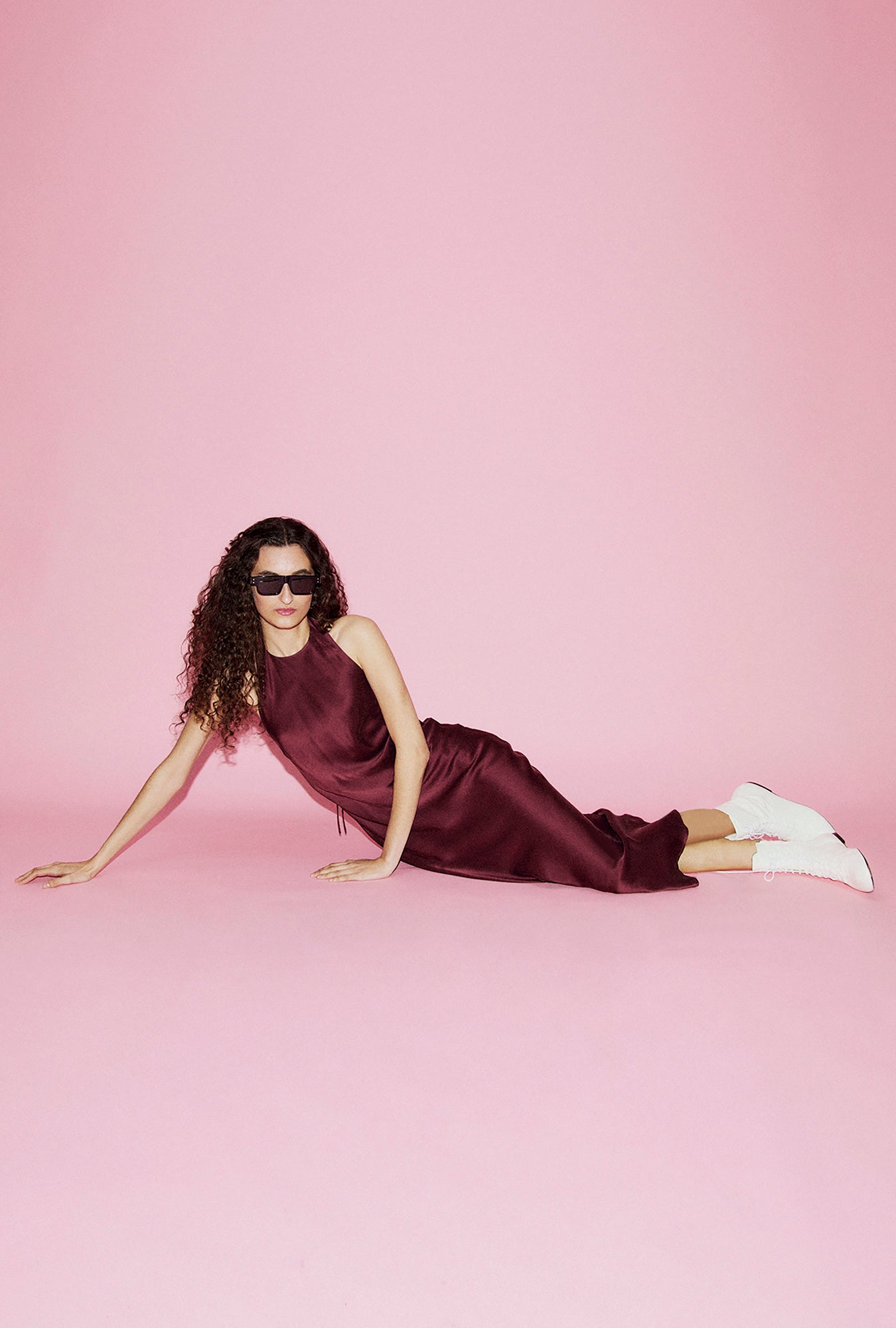 Robe longue dos nu feuille morte