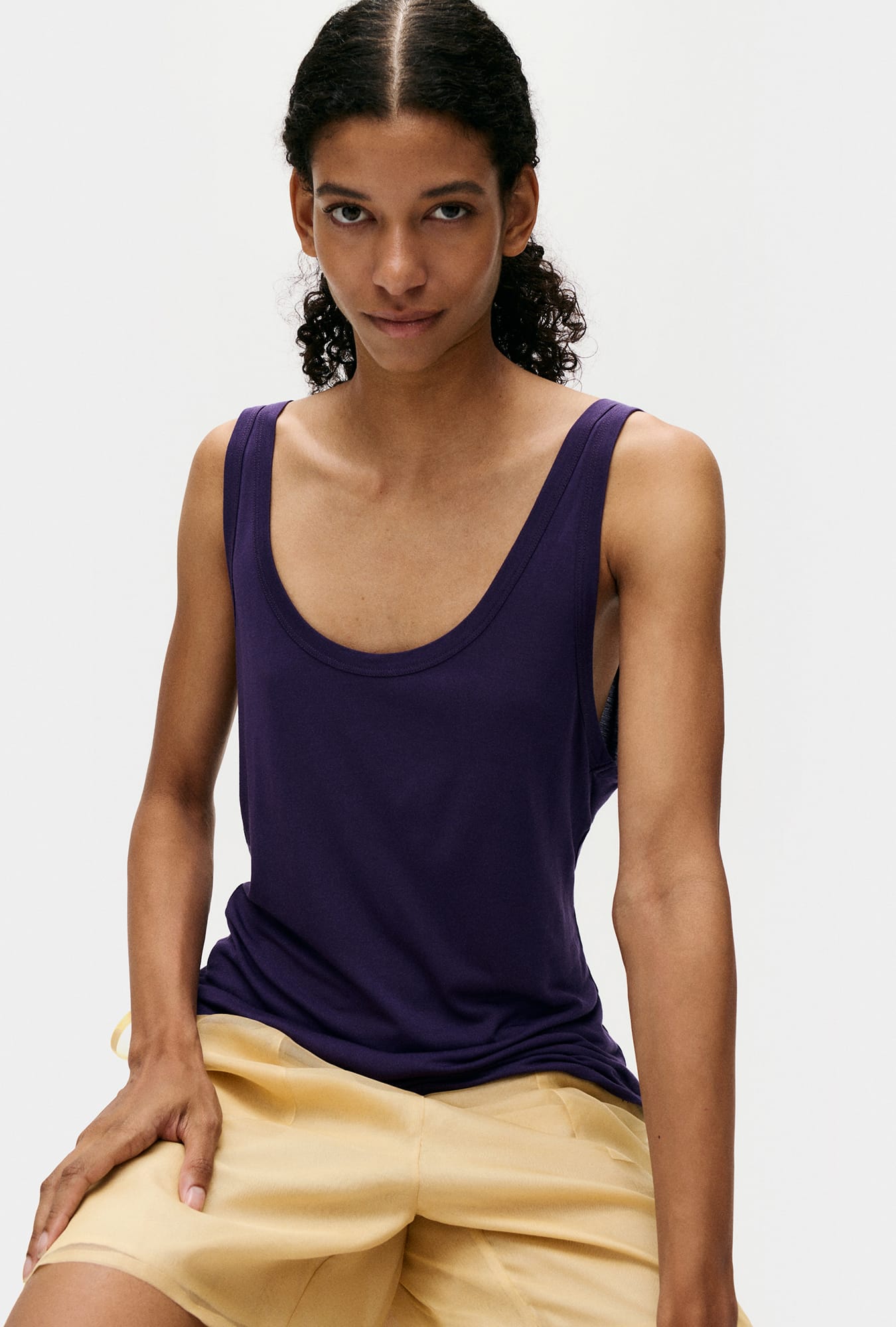 Débardeur modal ras-du-cou en jersey de couleur Nightshade