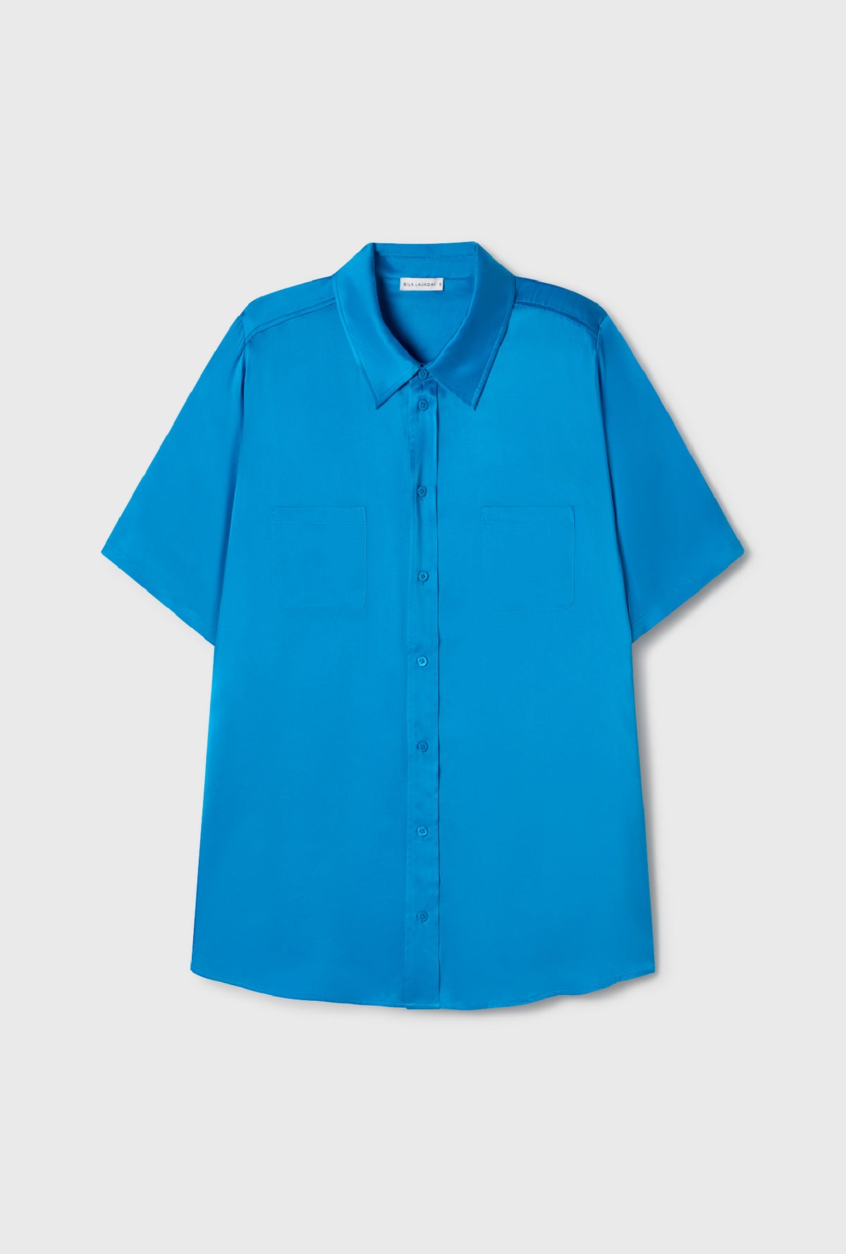 Chemise boyfriend à manches courtes bleu côte
