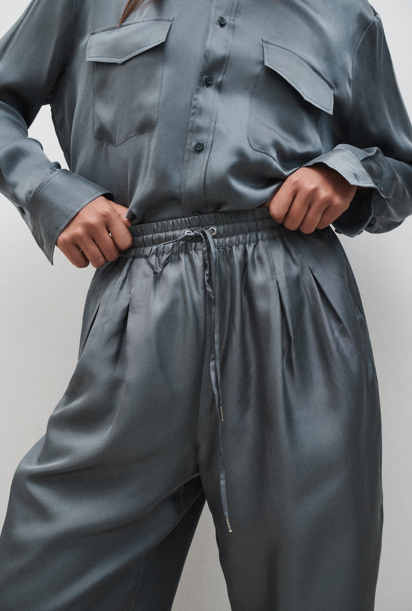 Pantalon ample en sergé Ardoise